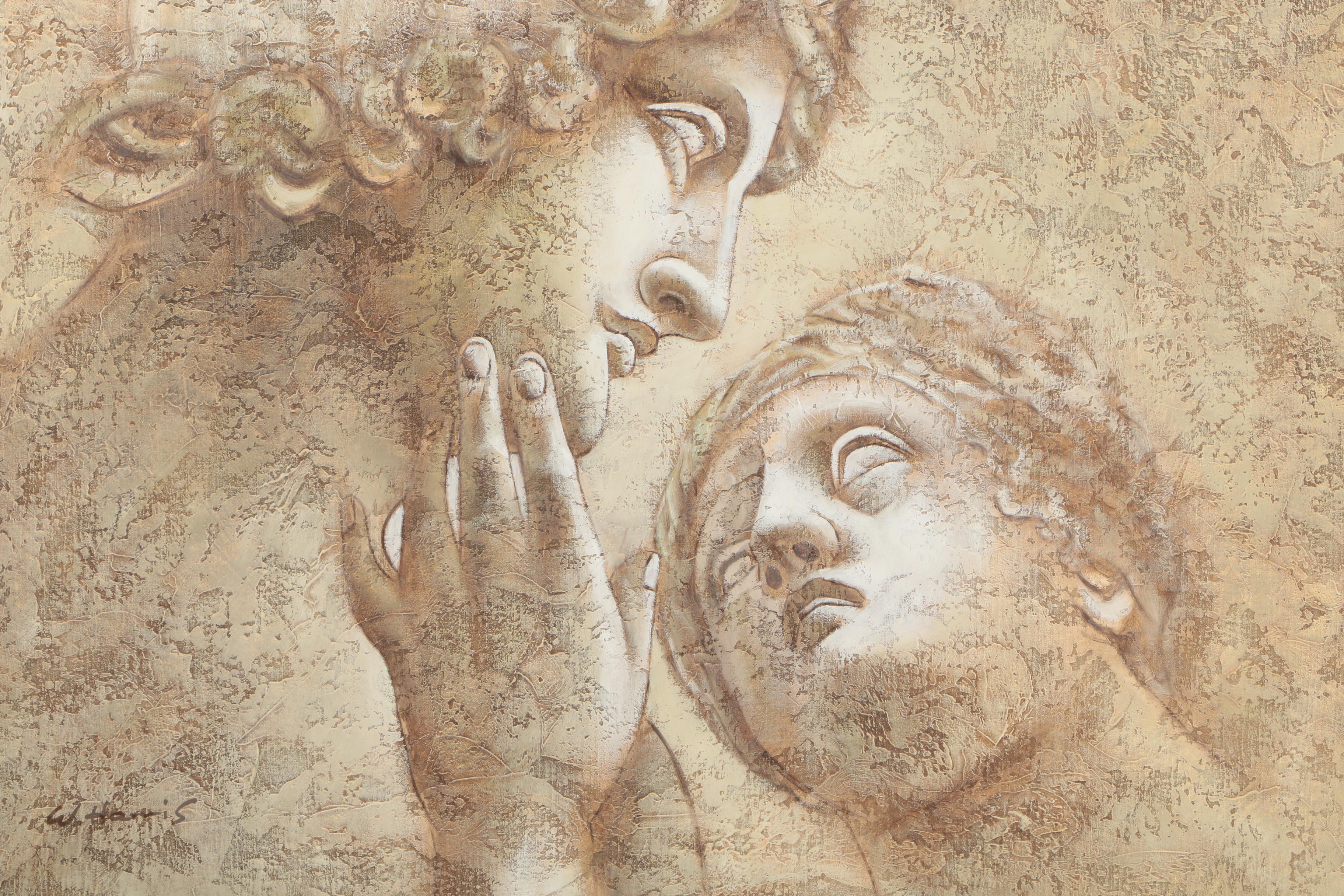 W. Harris Oil Painting on Canvas of Classical Sculptures