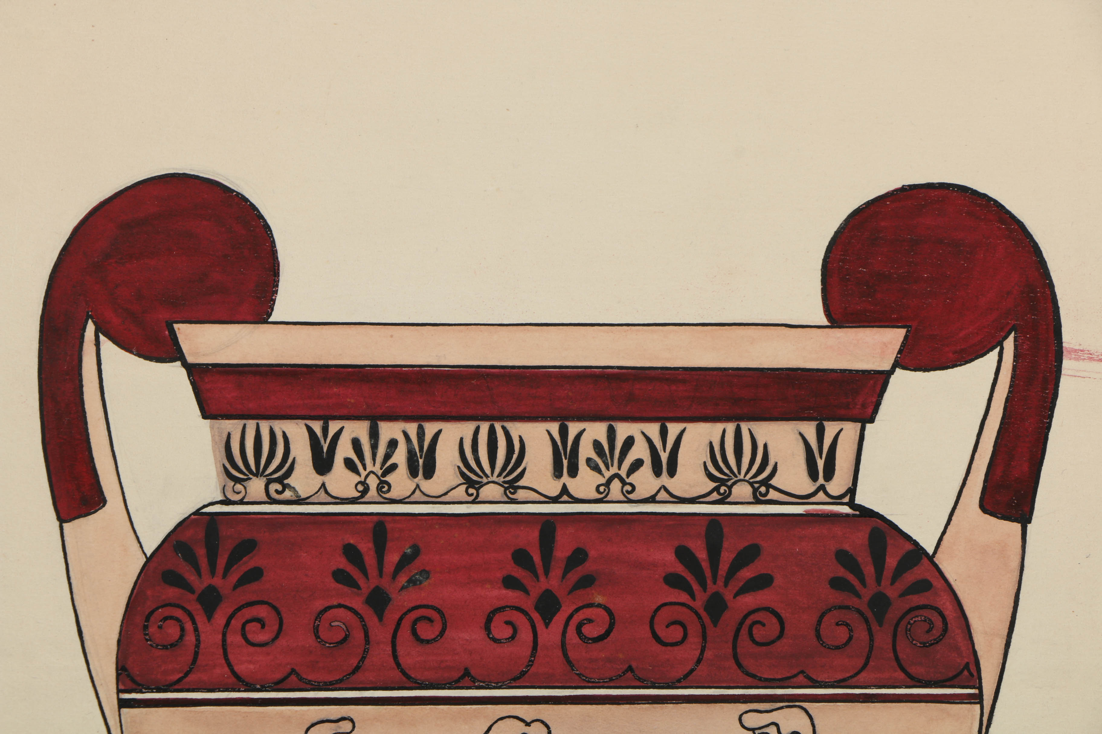 Pair of Ink and Pencil Drawings of Greek Style Vases