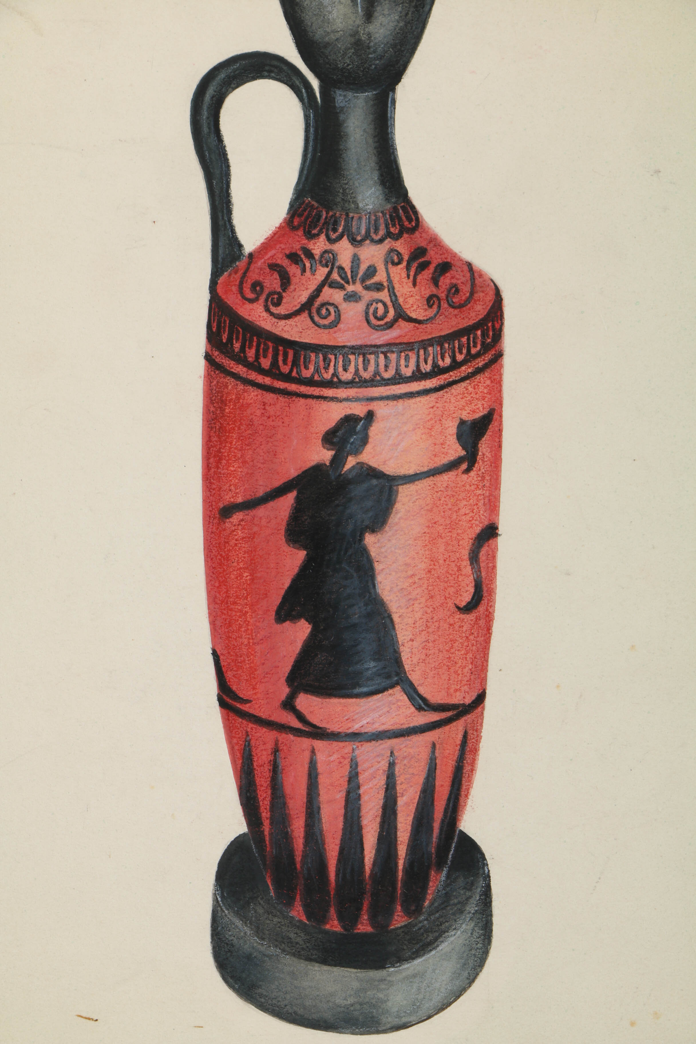 Pair of Ink and Pencil Drawings of Greek Style Vases
