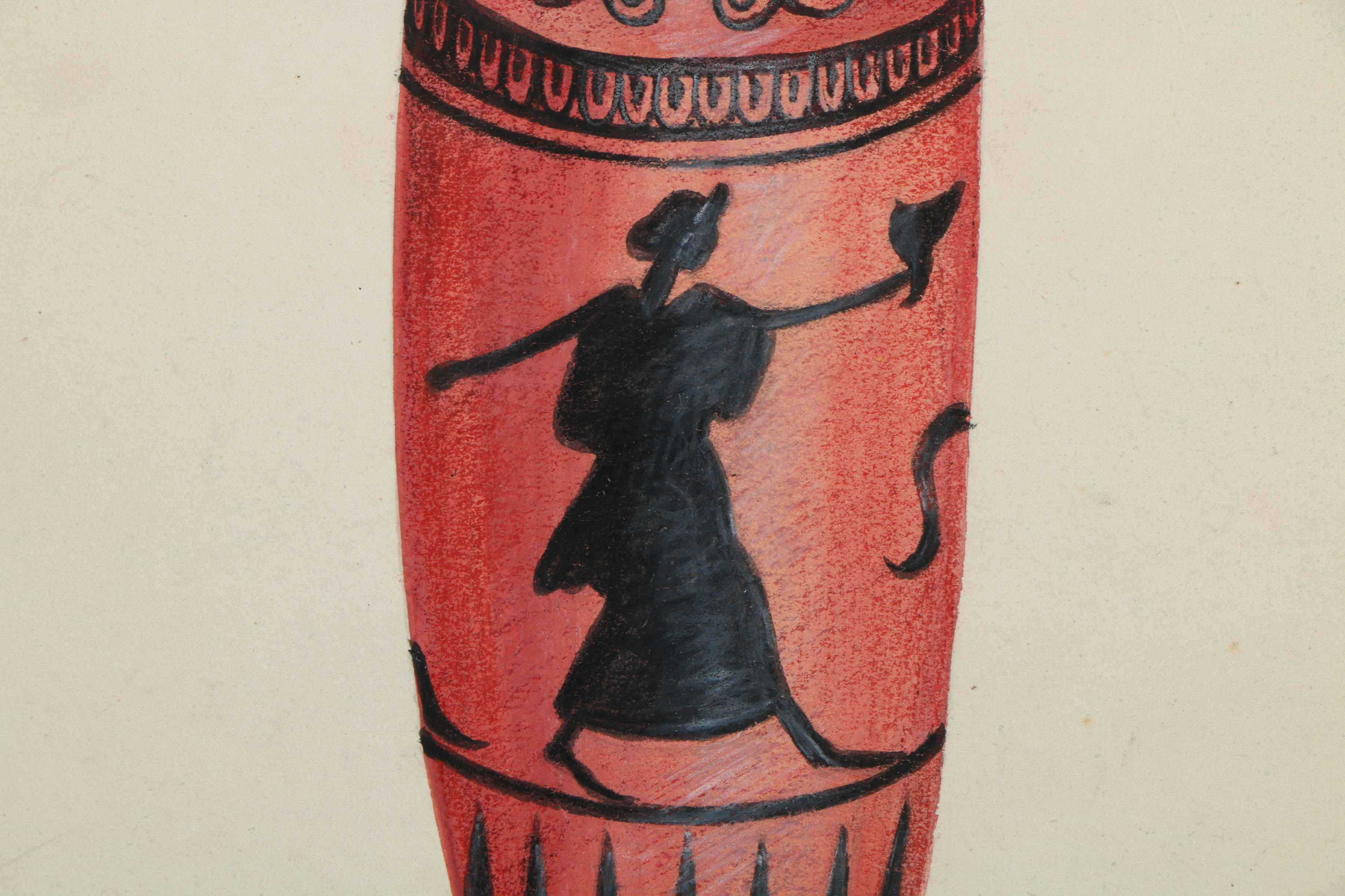 Pair of Ink and Pencil Drawings of Greek Style Vases