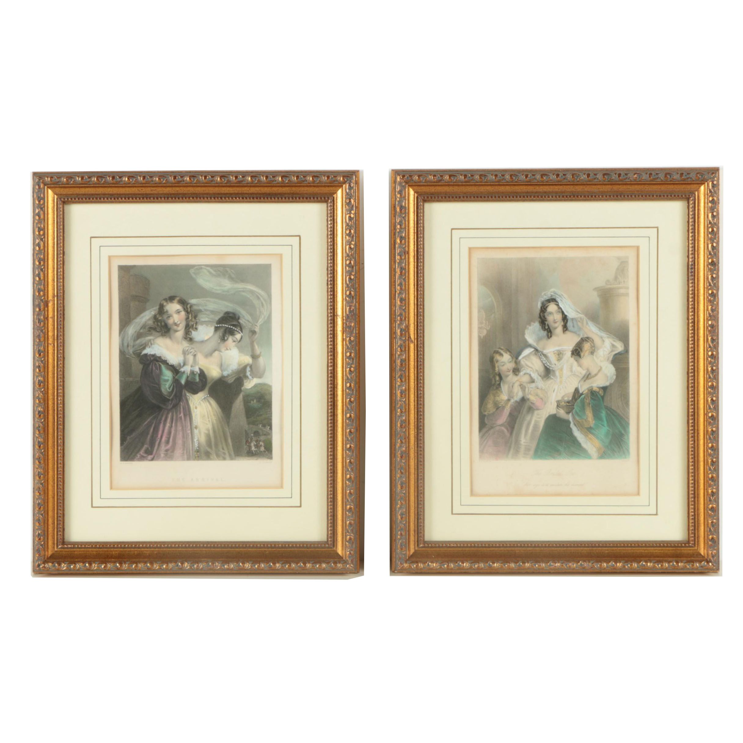 James Thomson Colored Engravings "The Arrival" and "The Bridal Eve"