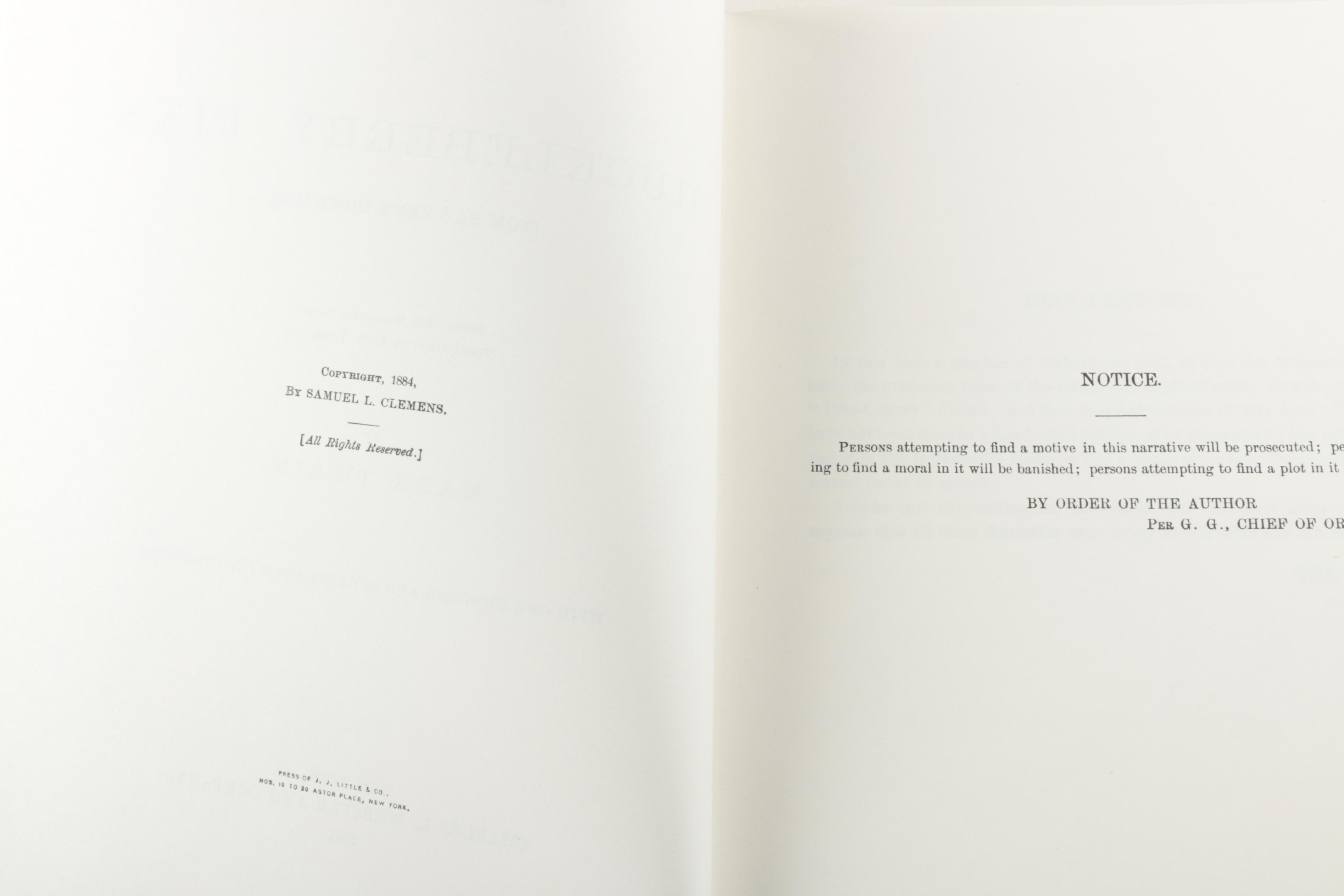 "Adventures of Huckleberry Finn" First Edition Replica