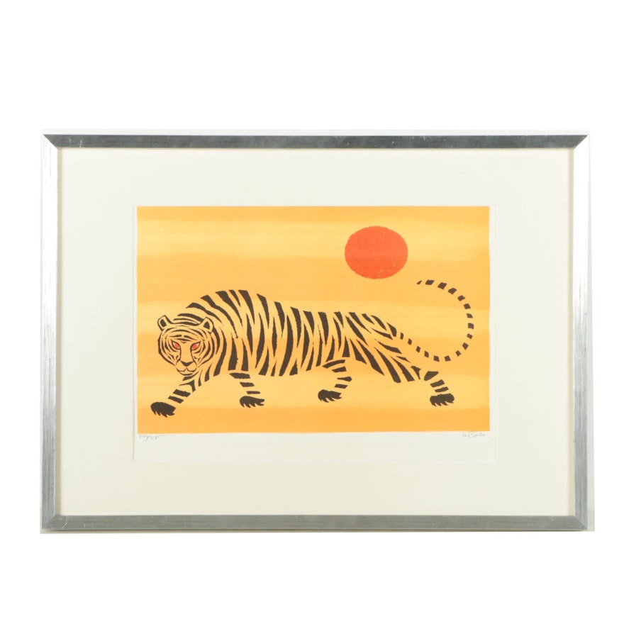 Keith Llewelyn De Carlo Signed Limited Edition Lithograph of Tiger