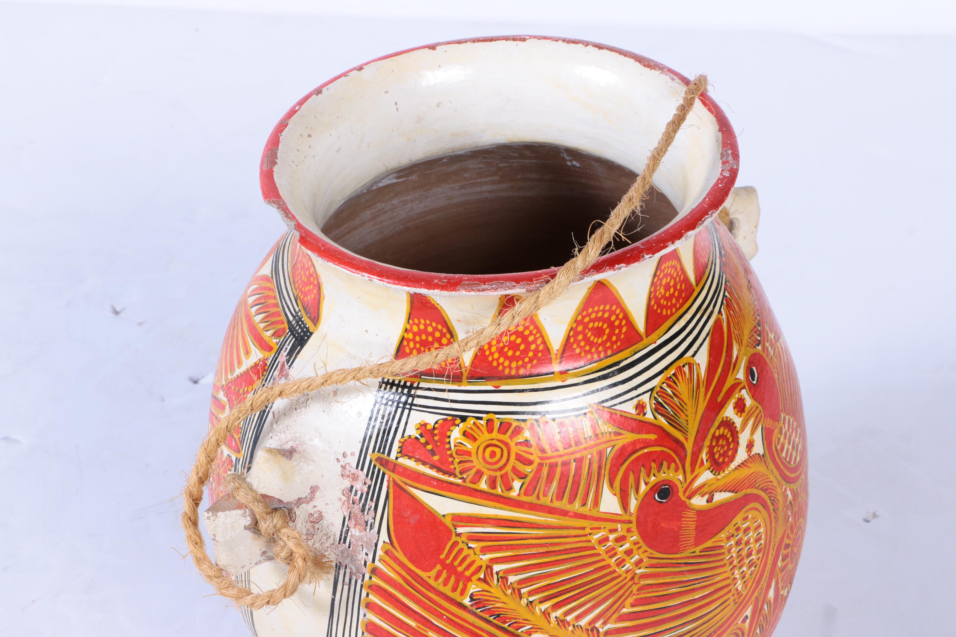 Mexican Hand Painted Earthenware Jardiniere
