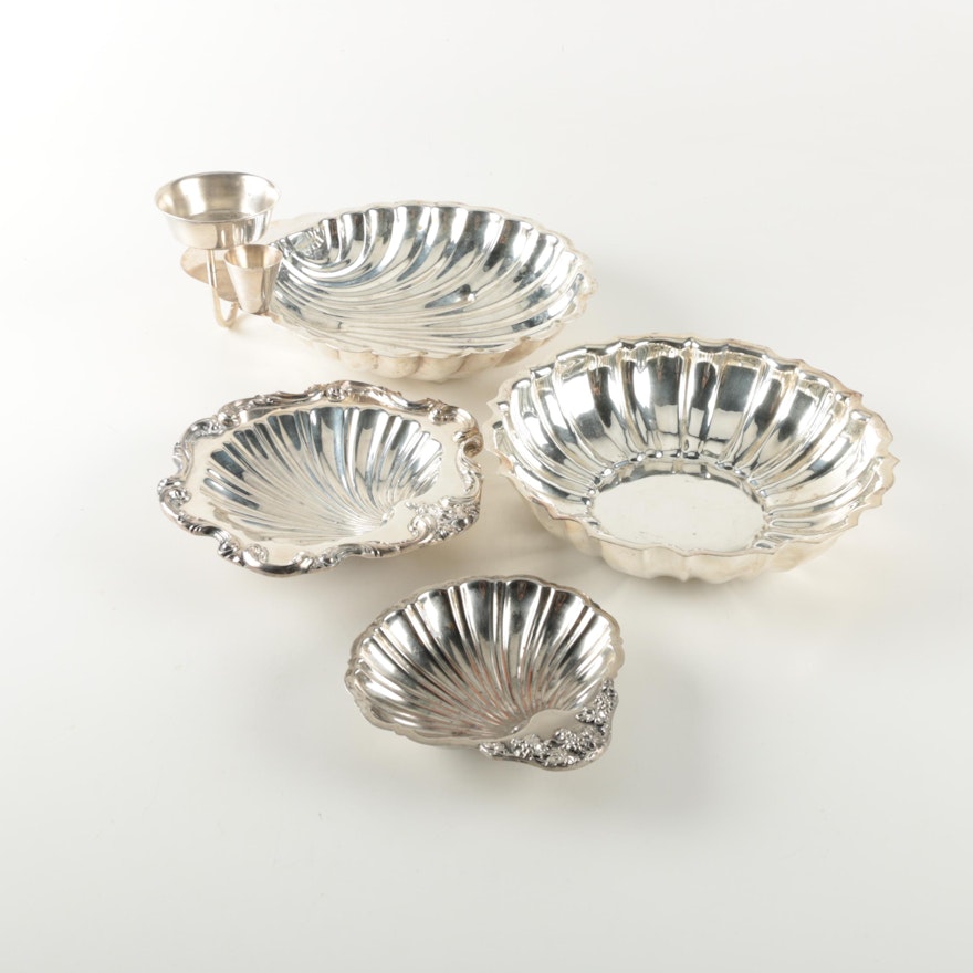 Silver Plate Scallop Shell Dishes Featuring Friedman Silver Co.