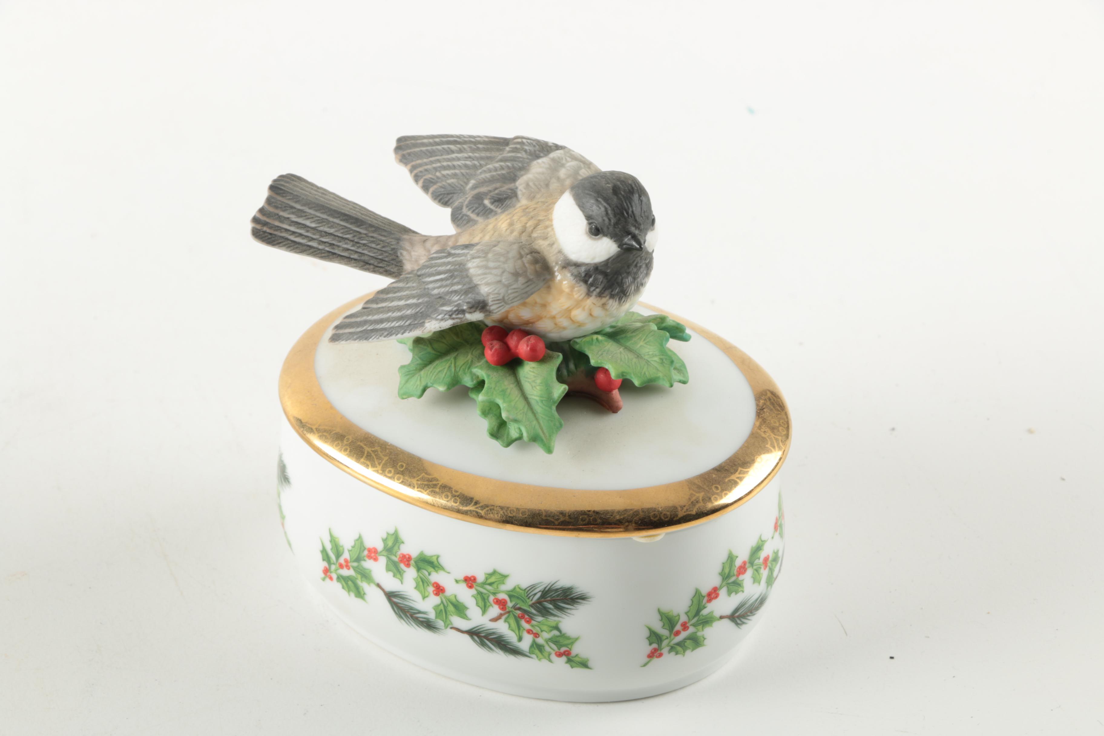 Lenox Chickadee Music Box and Figurine