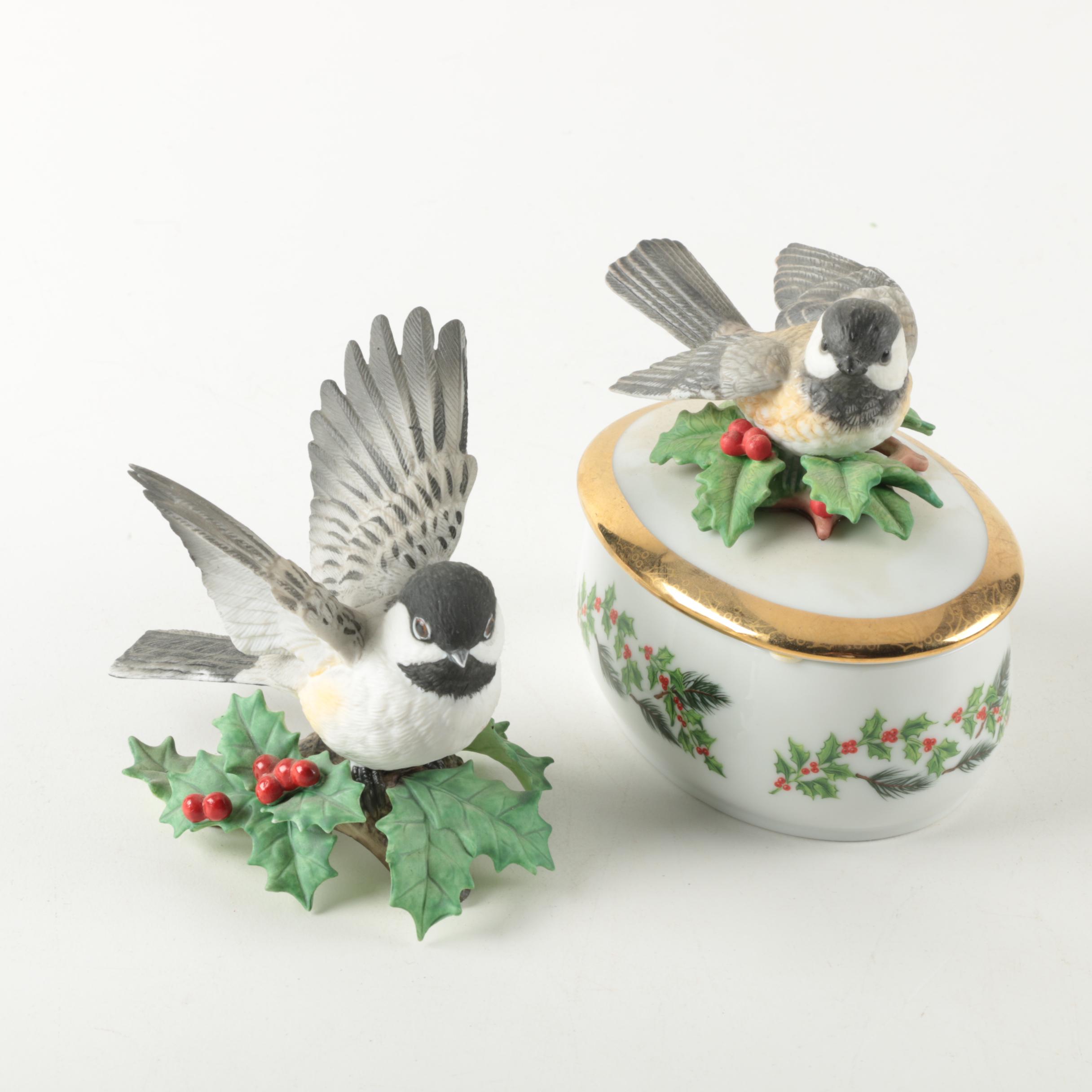 Lenox Chickadee Music Box and Figurine
