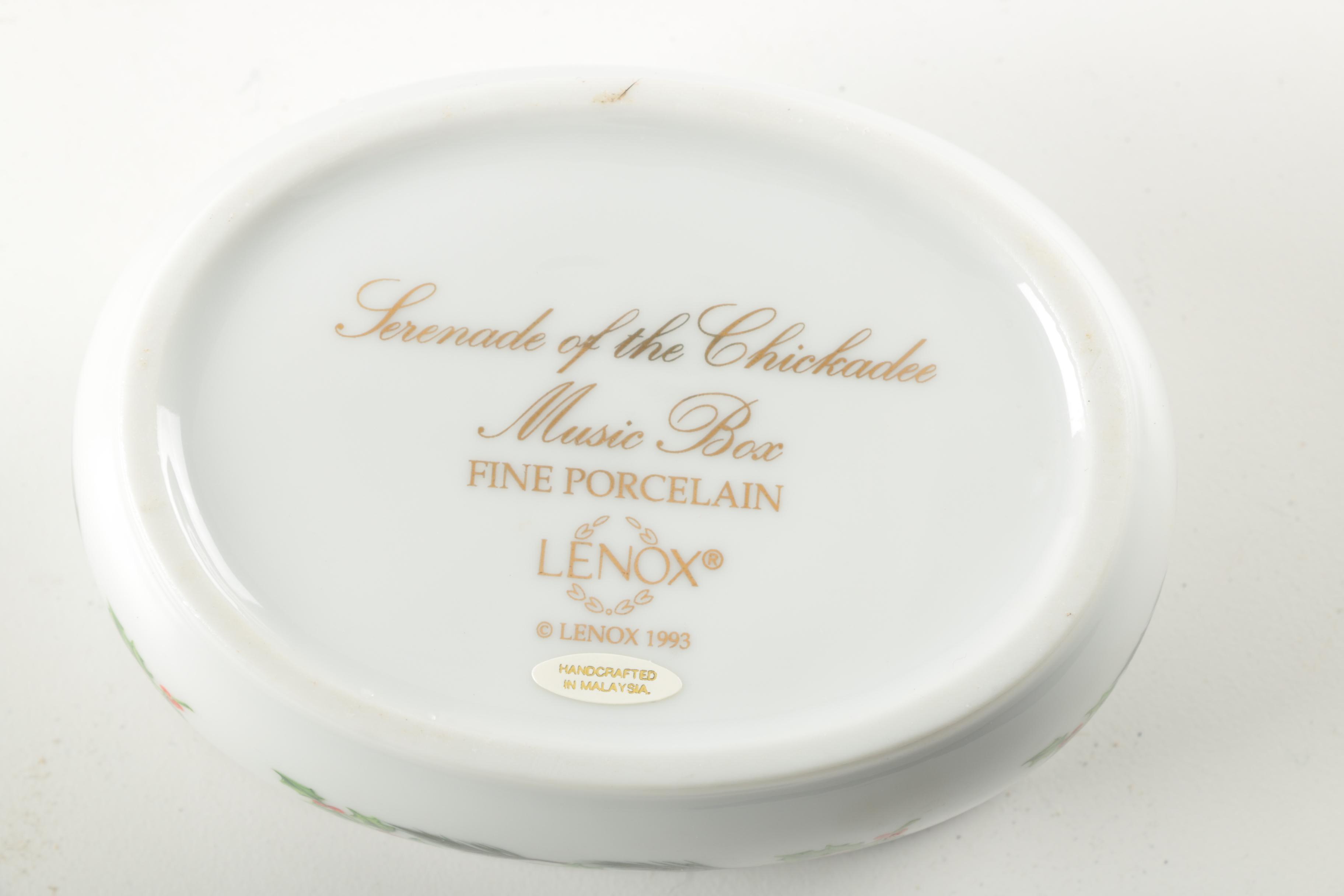 Lenox Chickadee Music Box and Figurine