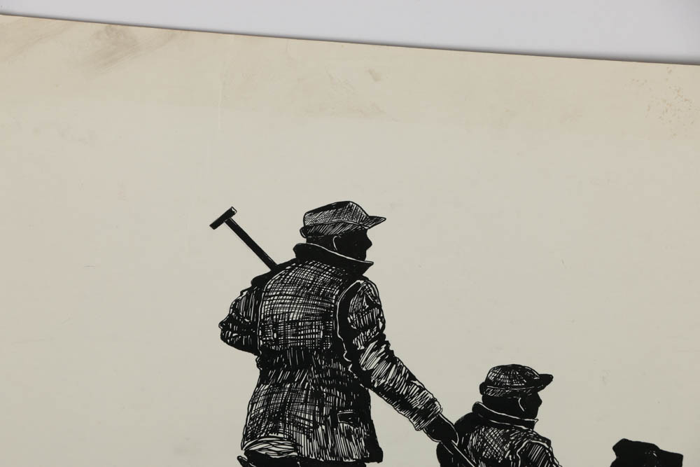 Pair of William P. Suitor Ink Drawings on Paper Board