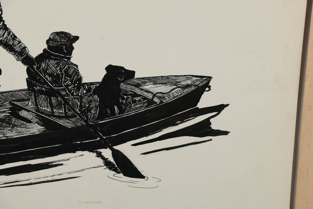 Pair of William P. Suitor Ink Drawings on Paper Board