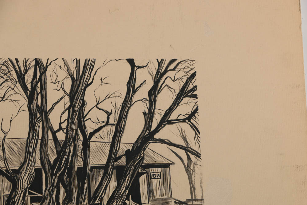 Pair of William P. Suitor Ink Drawings on Paper Board