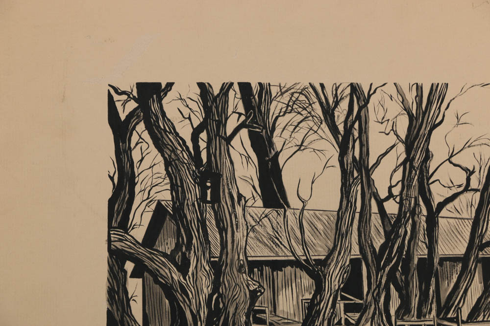 Pair of William P. Suitor Ink Drawings on Paper Board