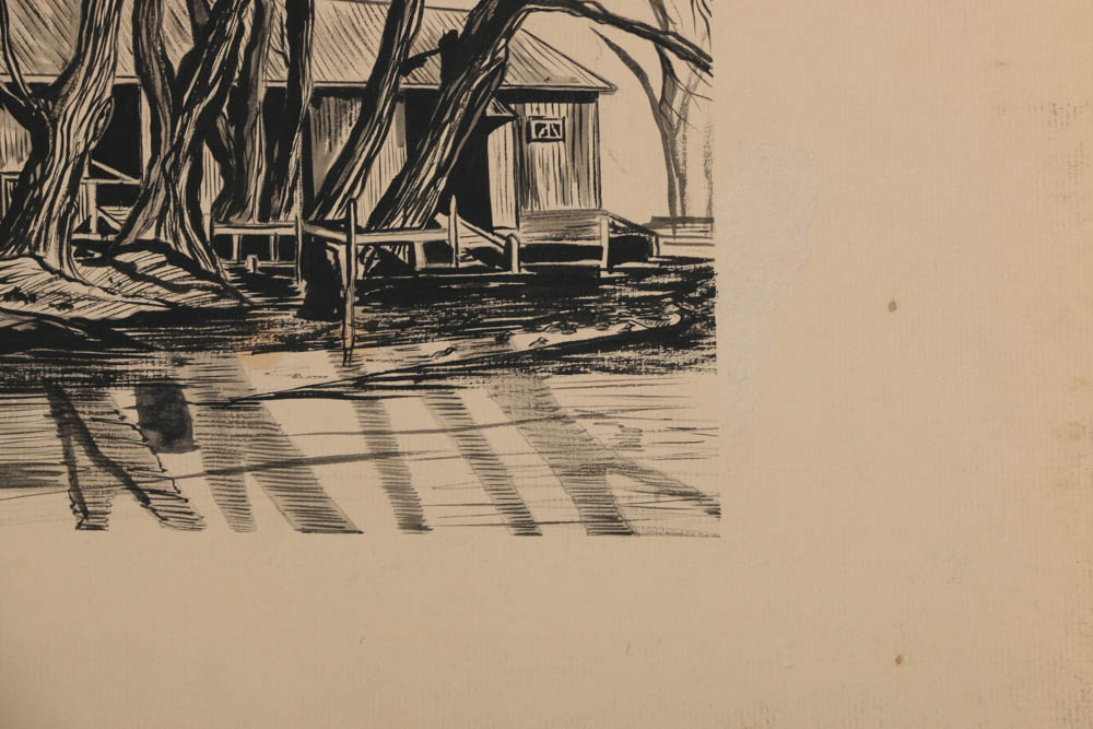 Pair of William P. Suitor Ink Drawings on Paper Board