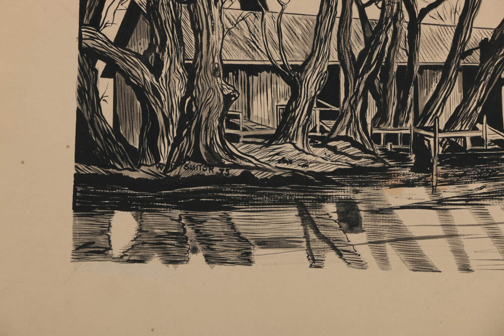 Pair of William P. Suitor Ink Drawings on Paper Board