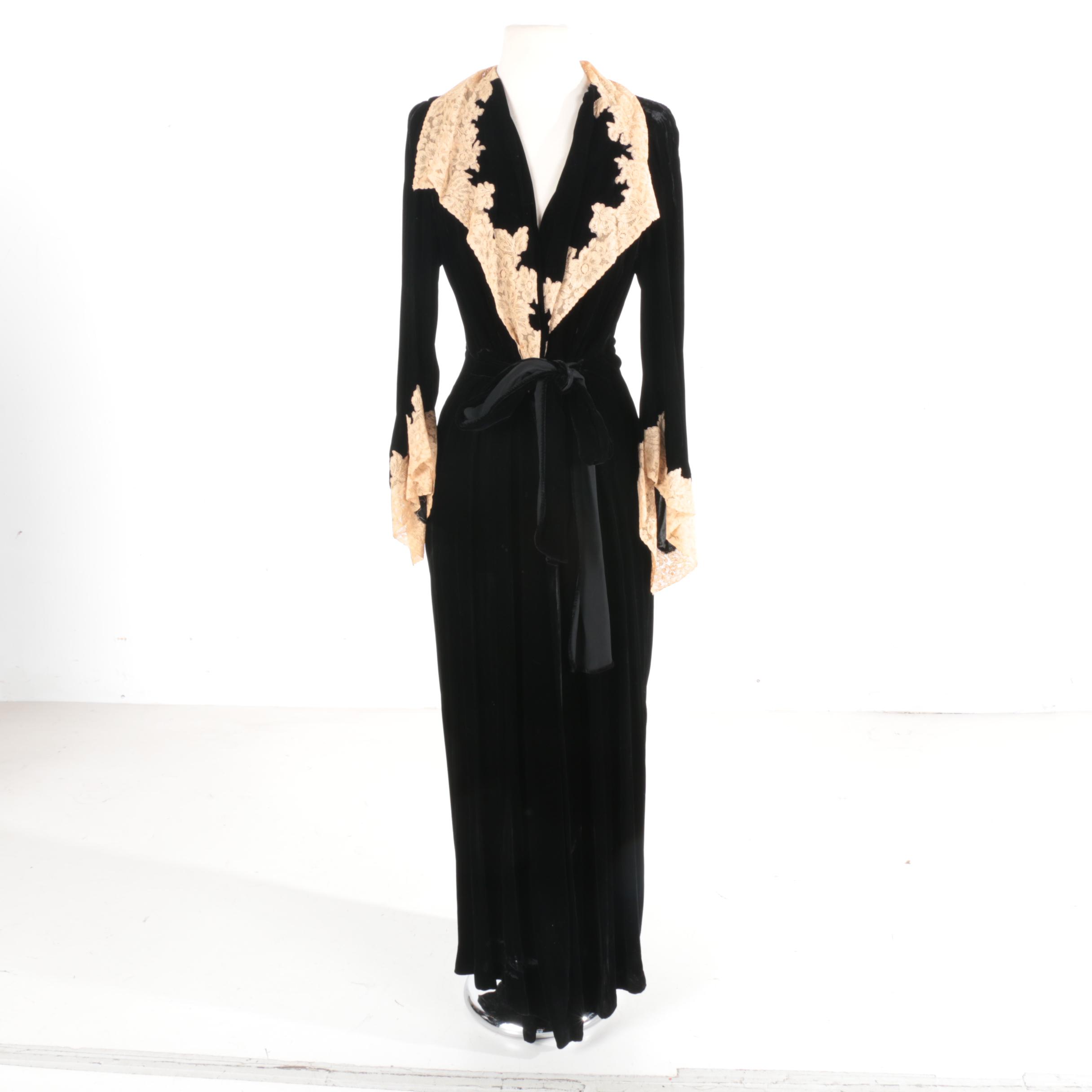 Vintage Black Velvet Robe