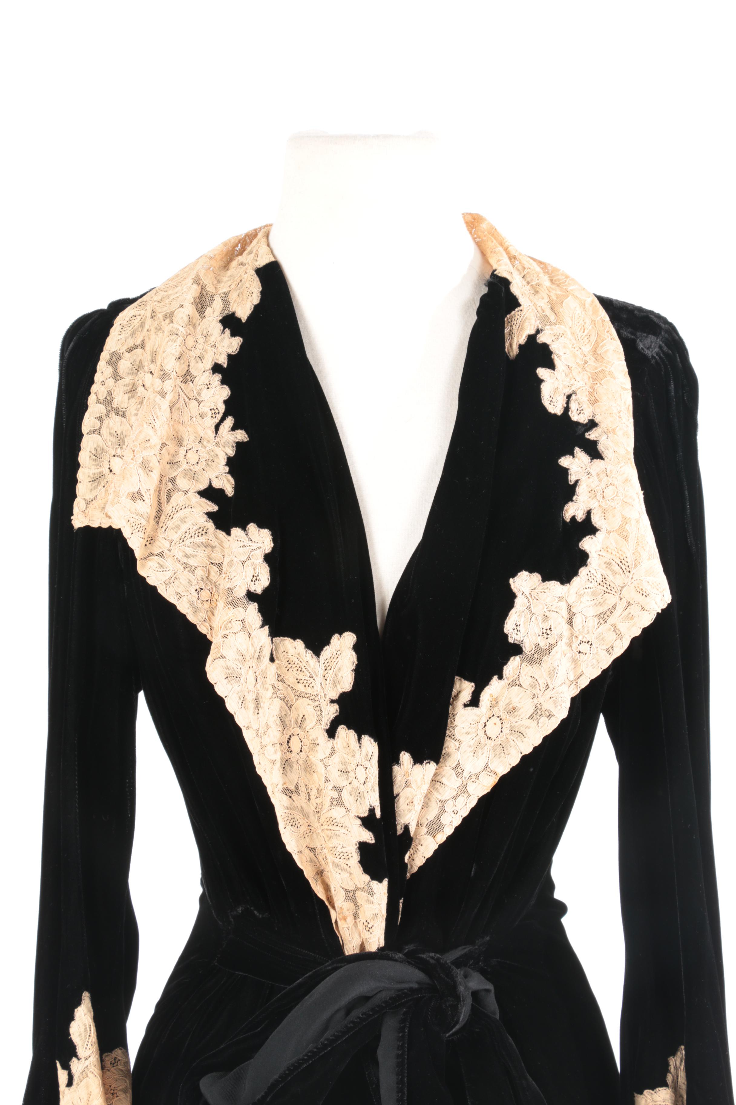 Vintage Black Velvet Robe