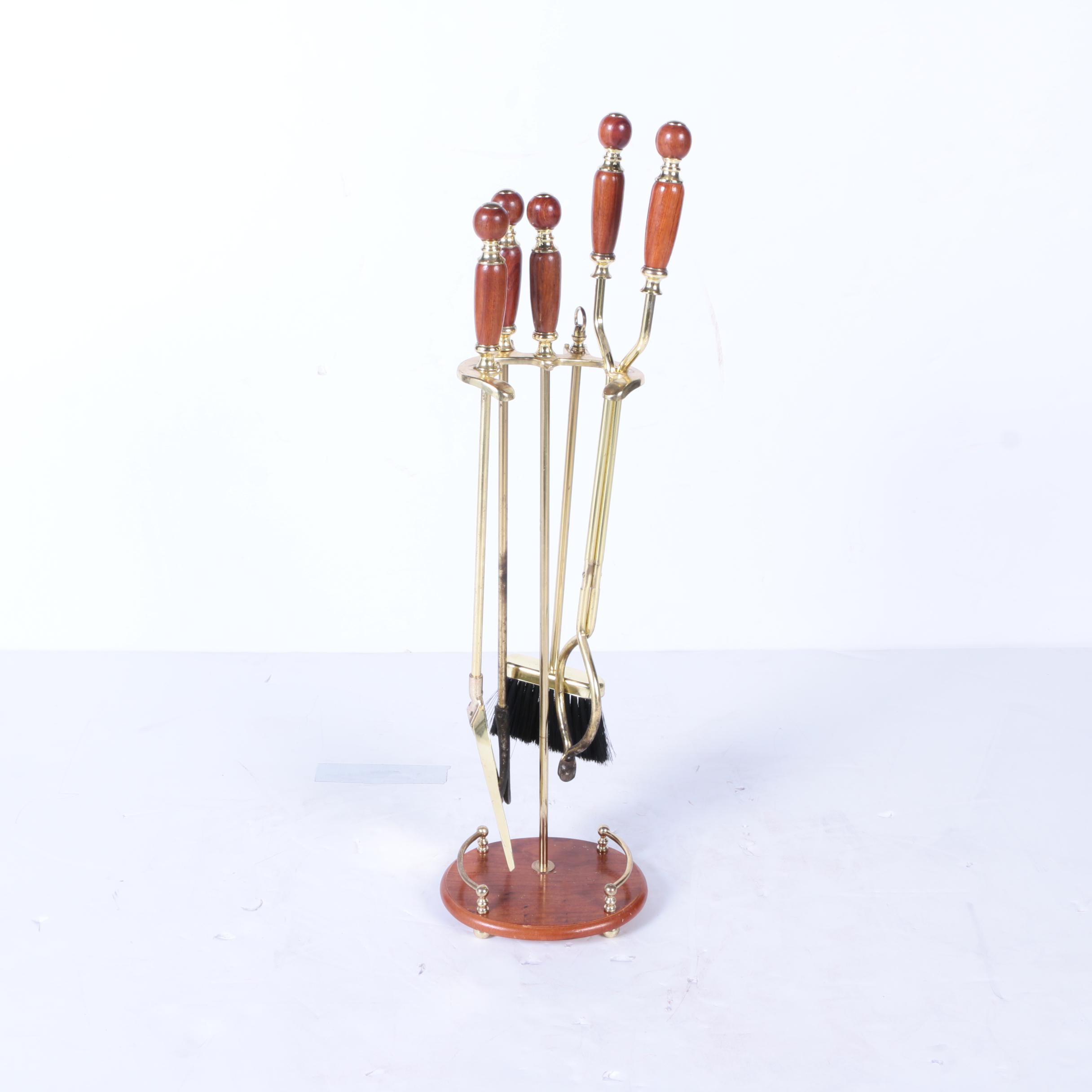 Stained Glass Fireplace Screen and Tools