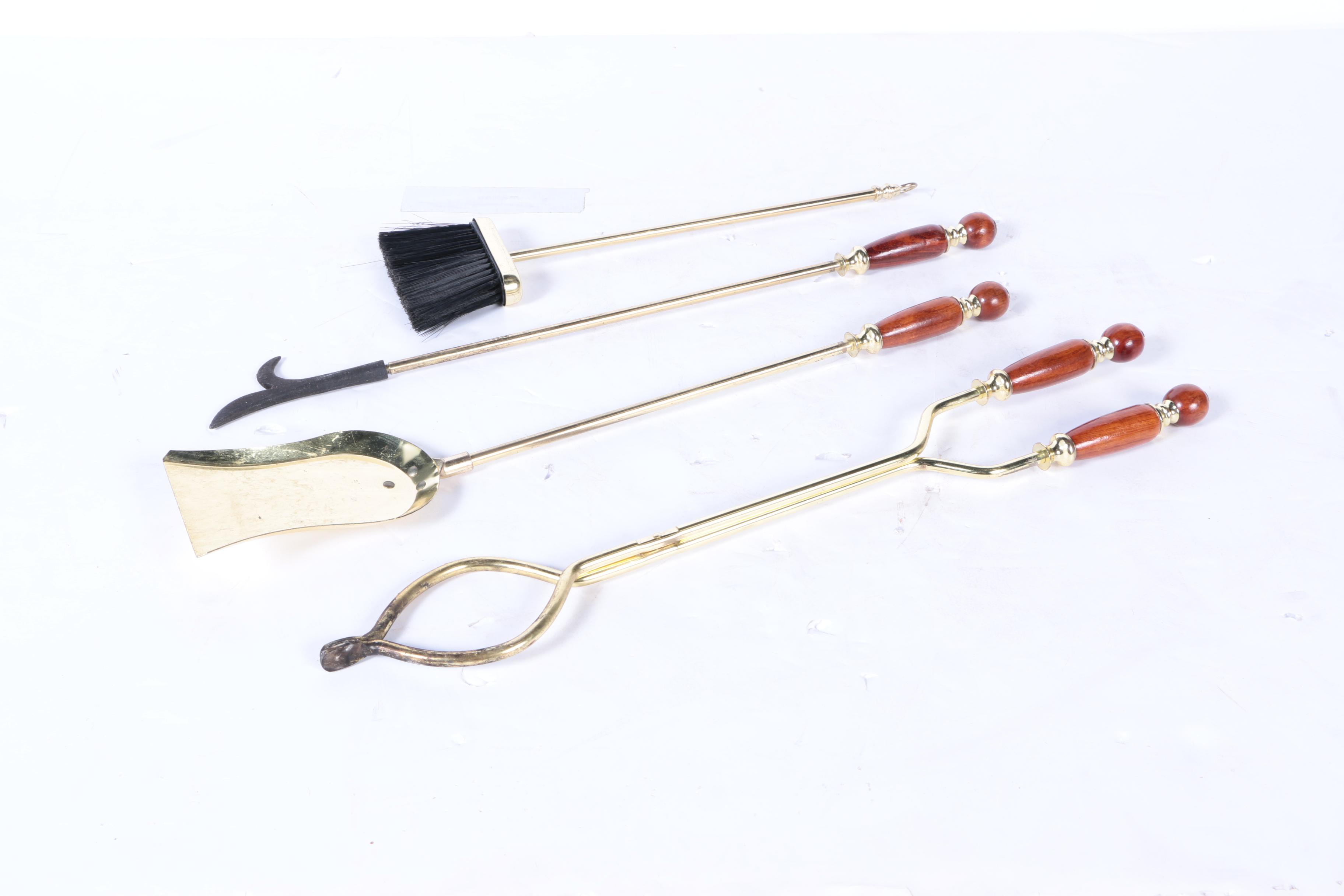 Stained Glass Fireplace Screen and Tools