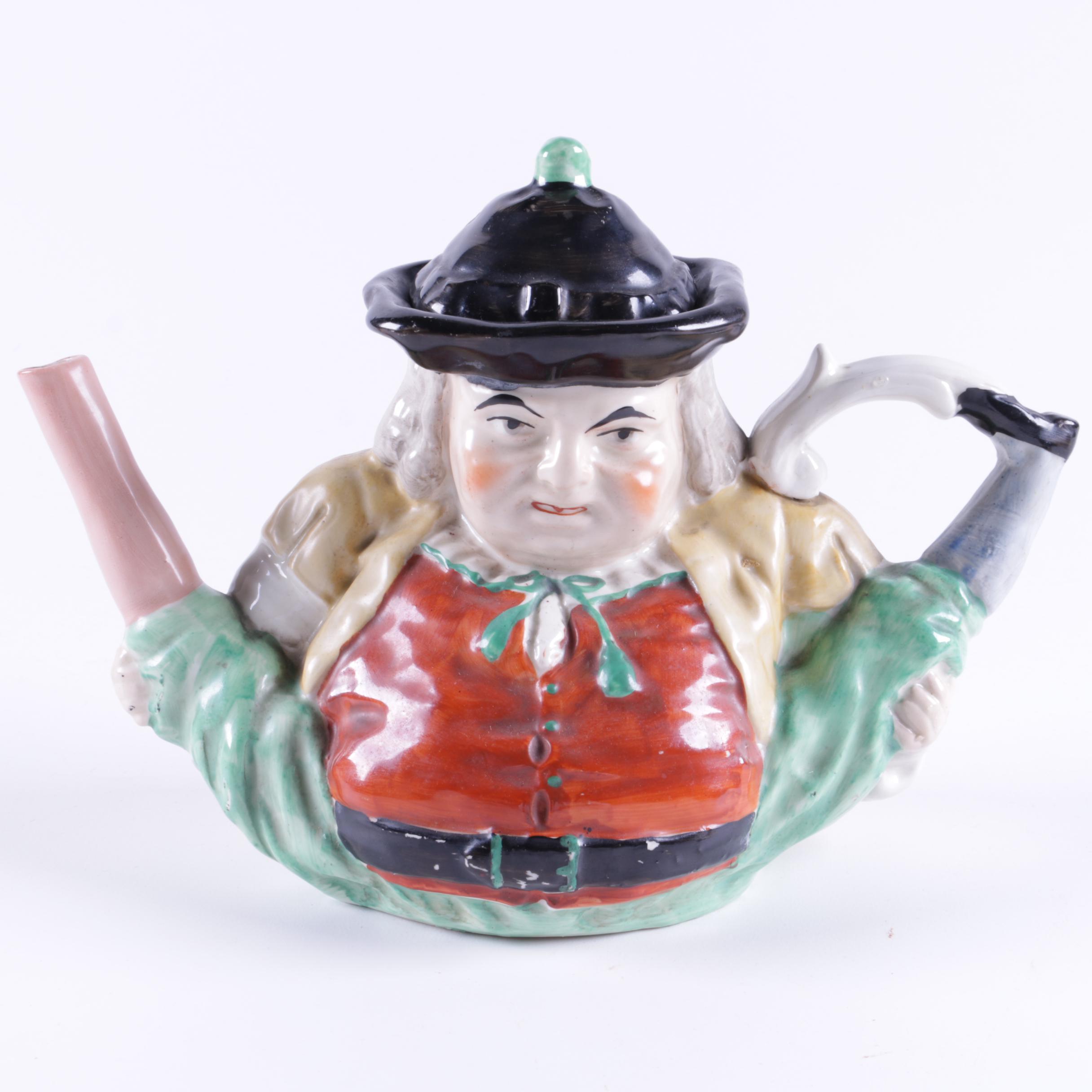 Vintage Staffordshire Pottery Toby "Peg Leg" Style Teapot
