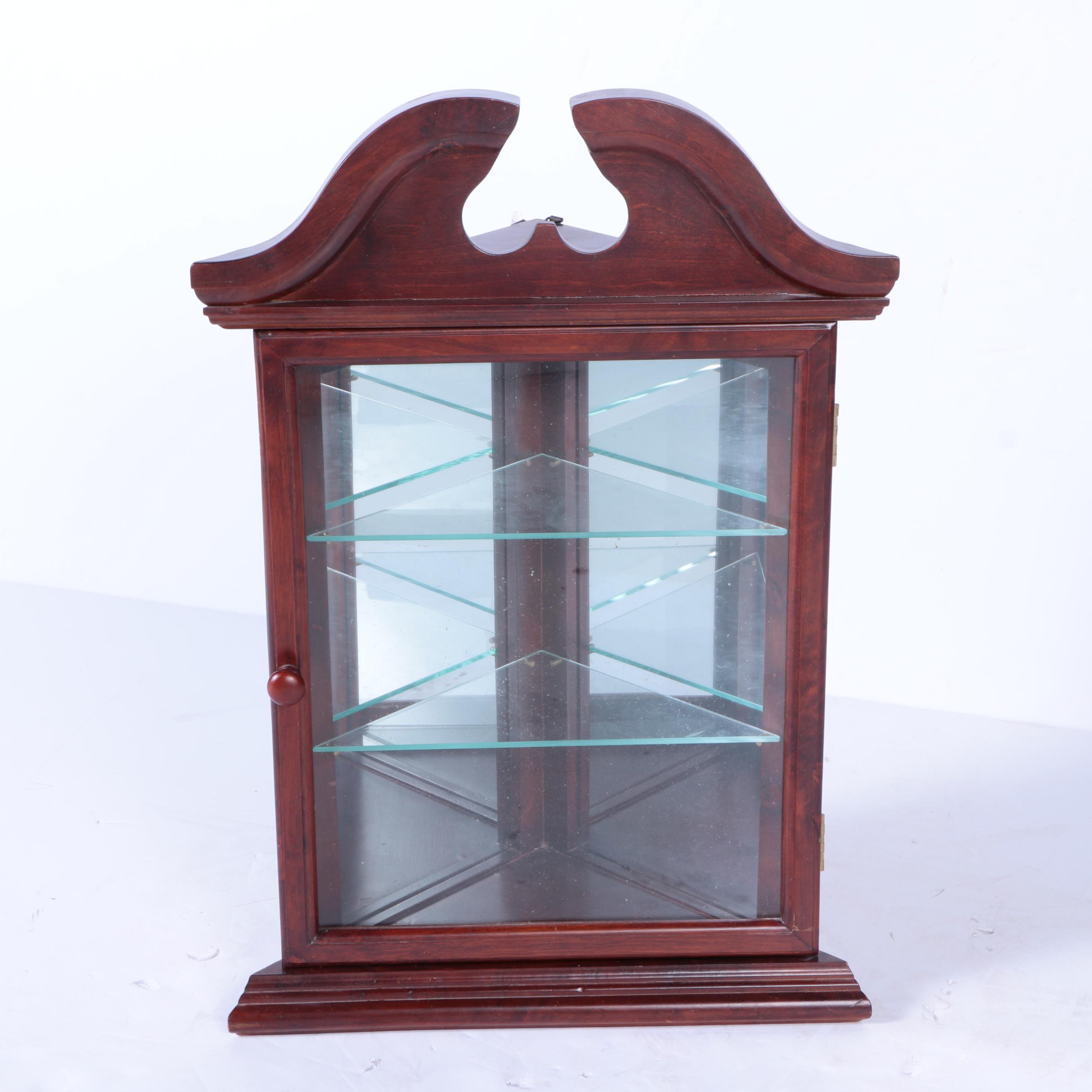 Federal Style Cherry Wall Mounted Corner Curio Cabinet