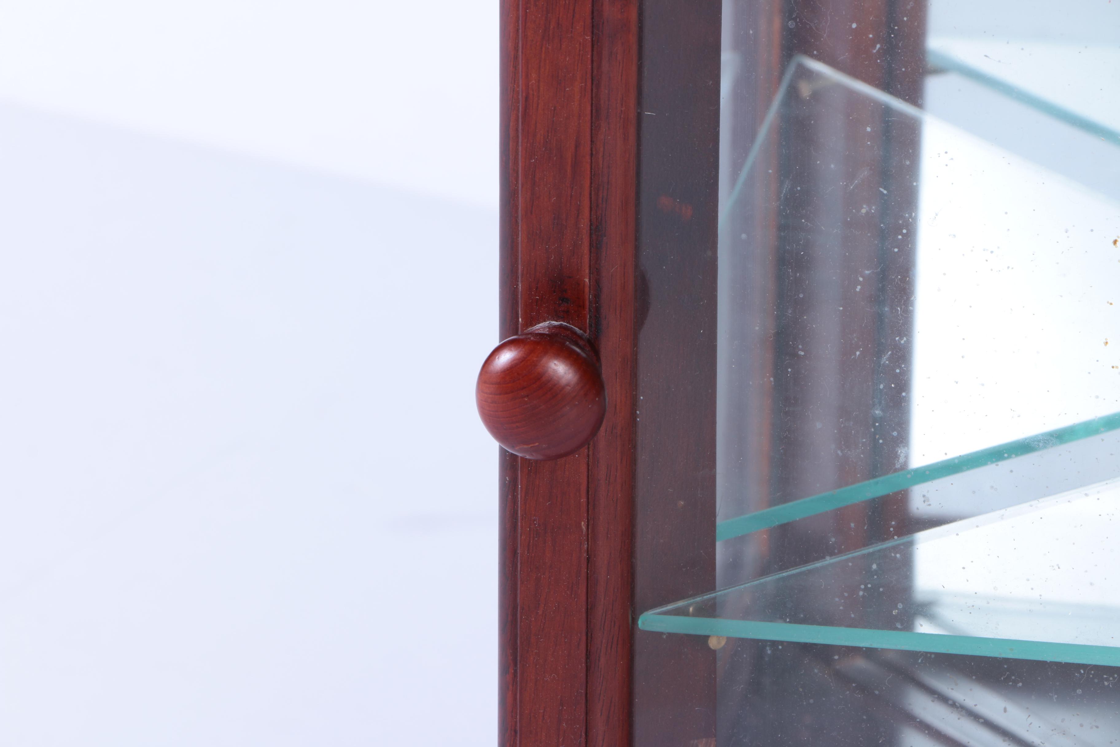 Federal Style Cherry Wall Mounted Corner Curio Cabinet
