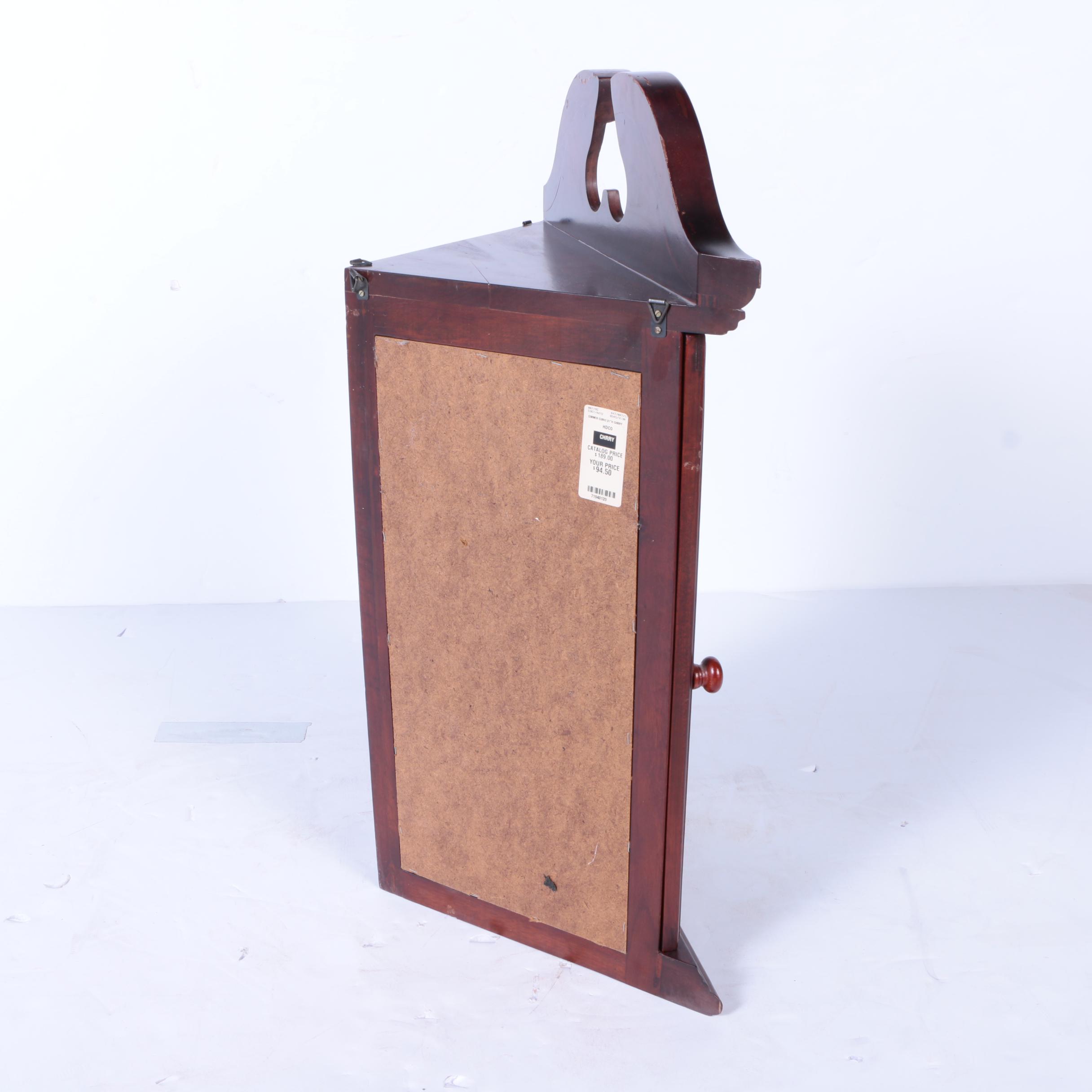 Federal Style Cherry Wall Mounted Corner Curio Cabinet
