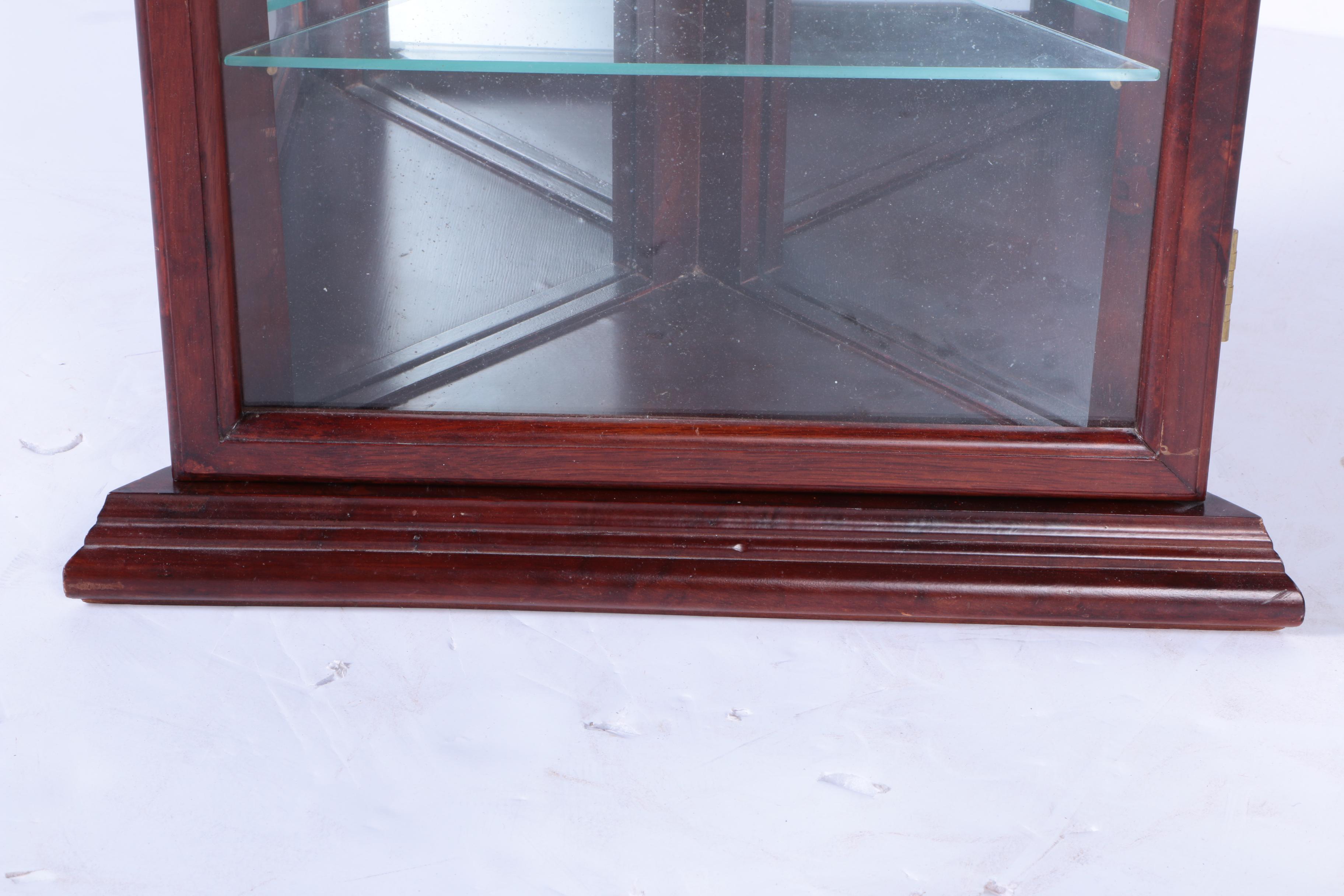 Federal Style Cherry Wall Mounted Corner Curio Cabinet