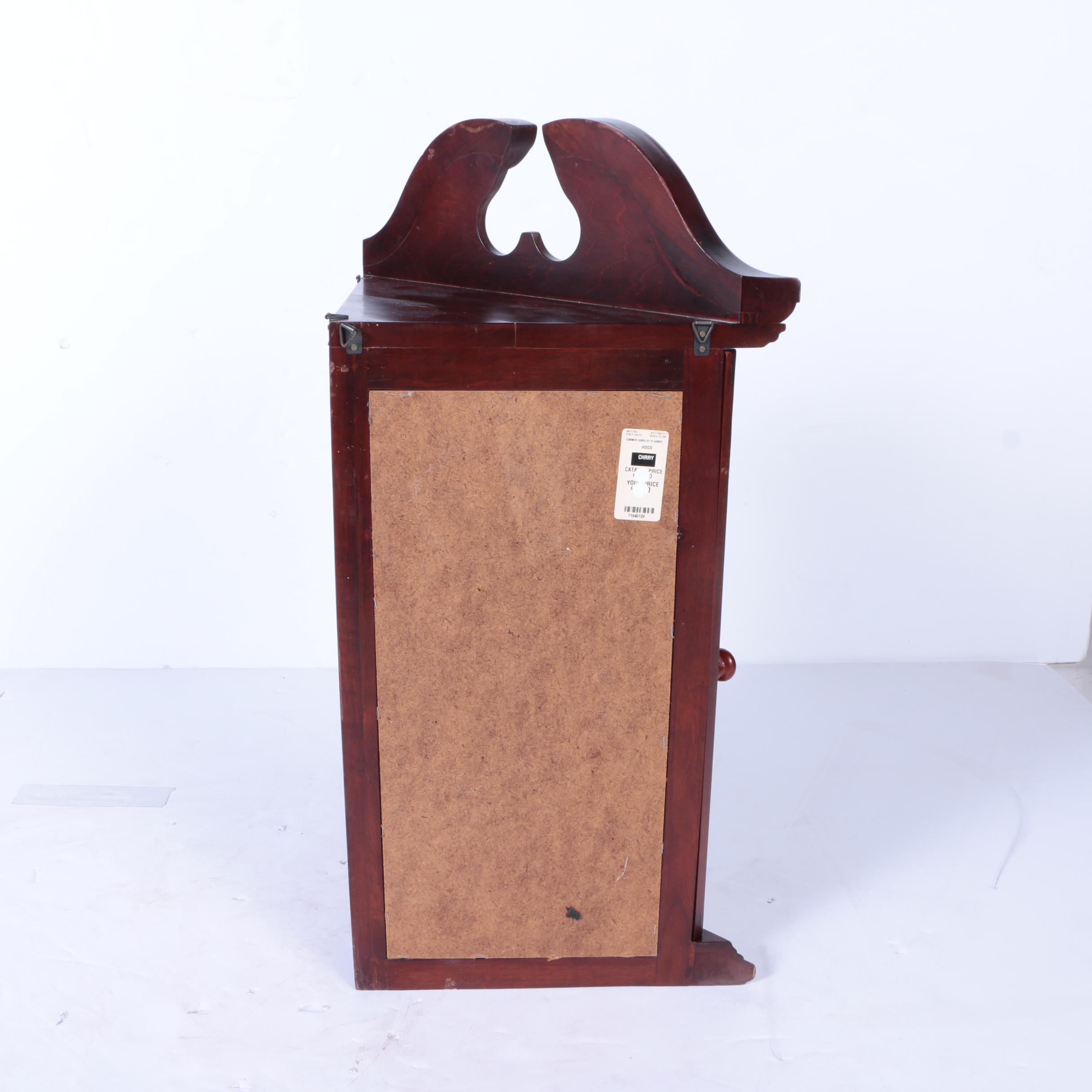 Federal Style Cherry Wall Mounted Corner Curio Cabinet