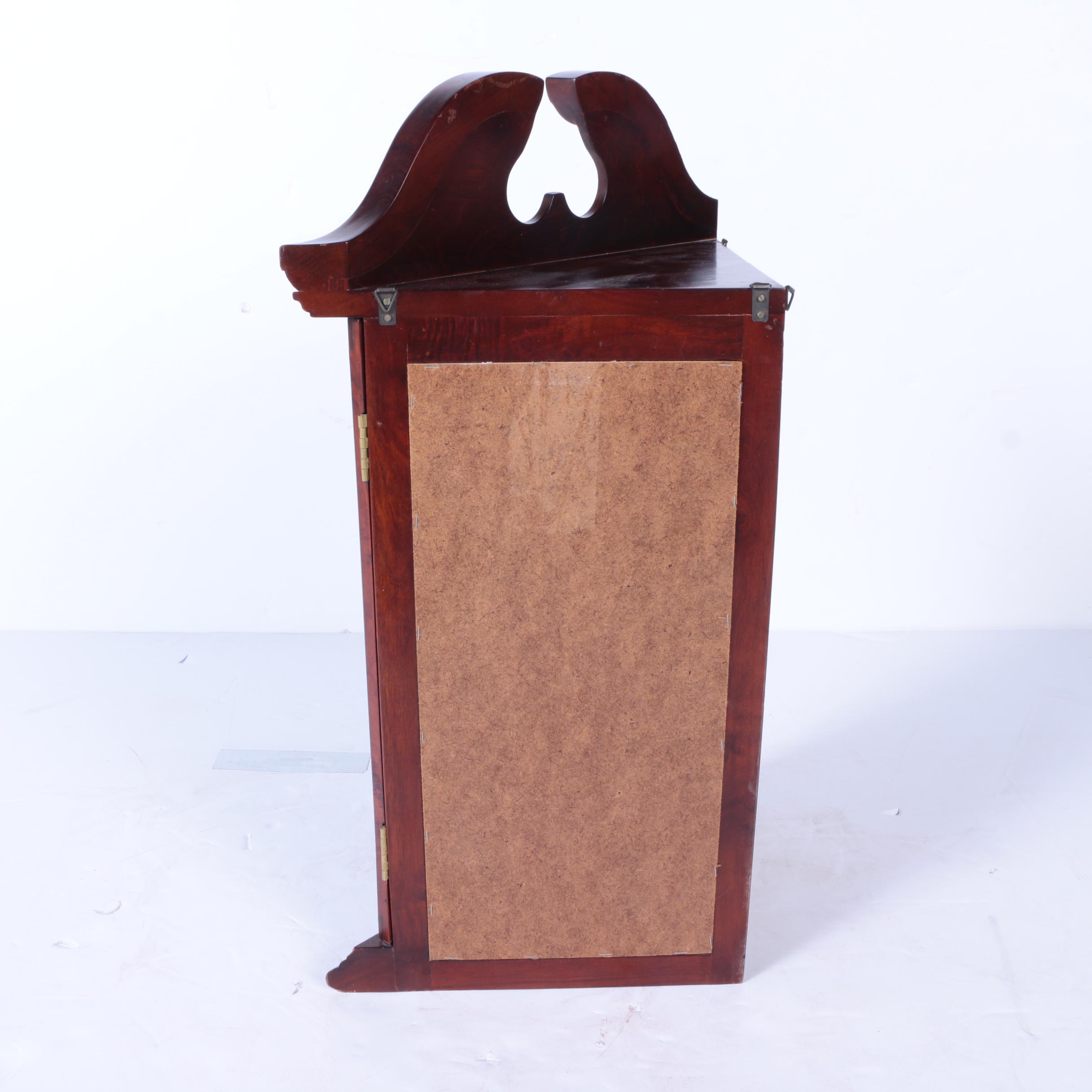 Federal Style Cherry Wall Mounted Corner Curio Cabinet