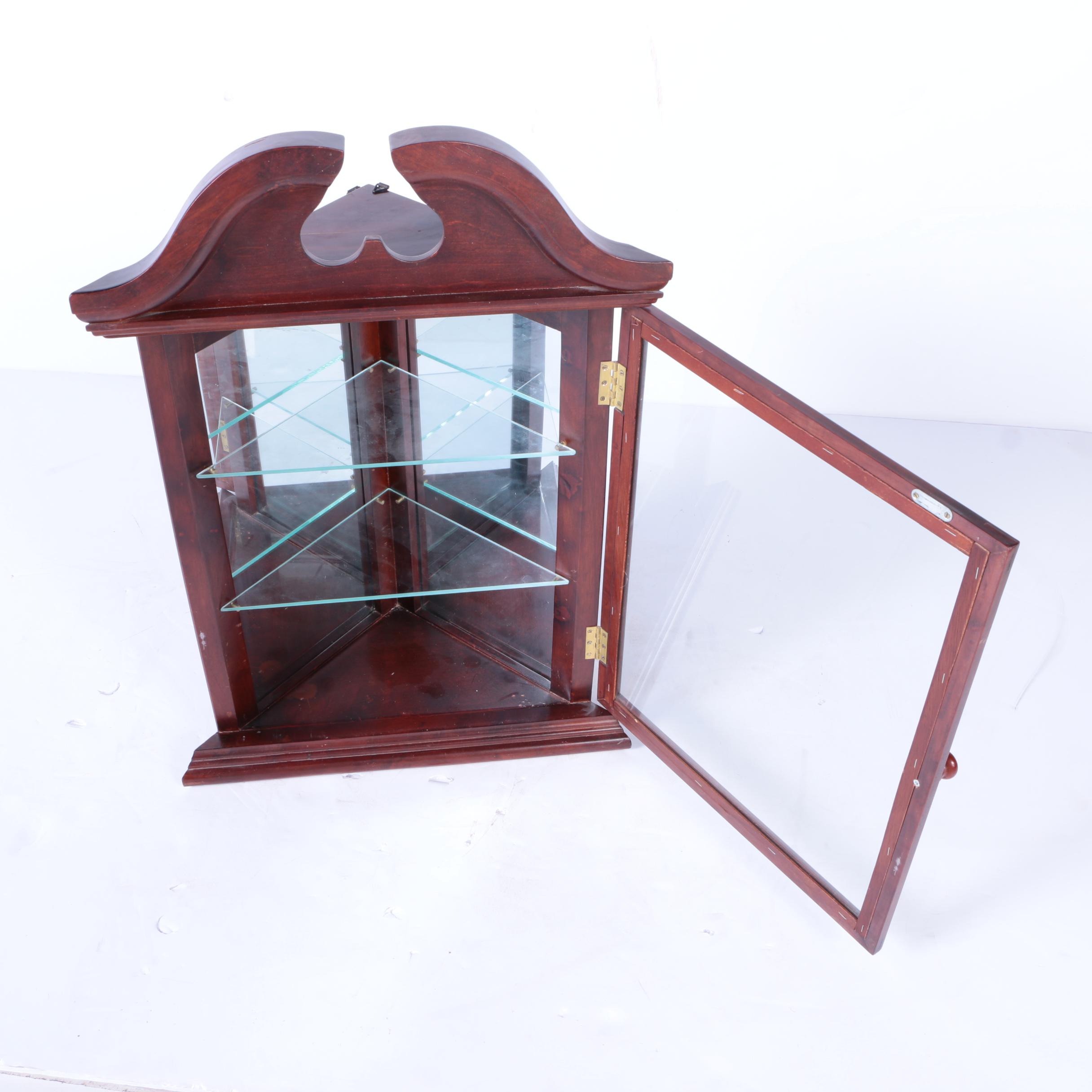 Federal Style Cherry Wall Mounted Corner Curio Cabinet