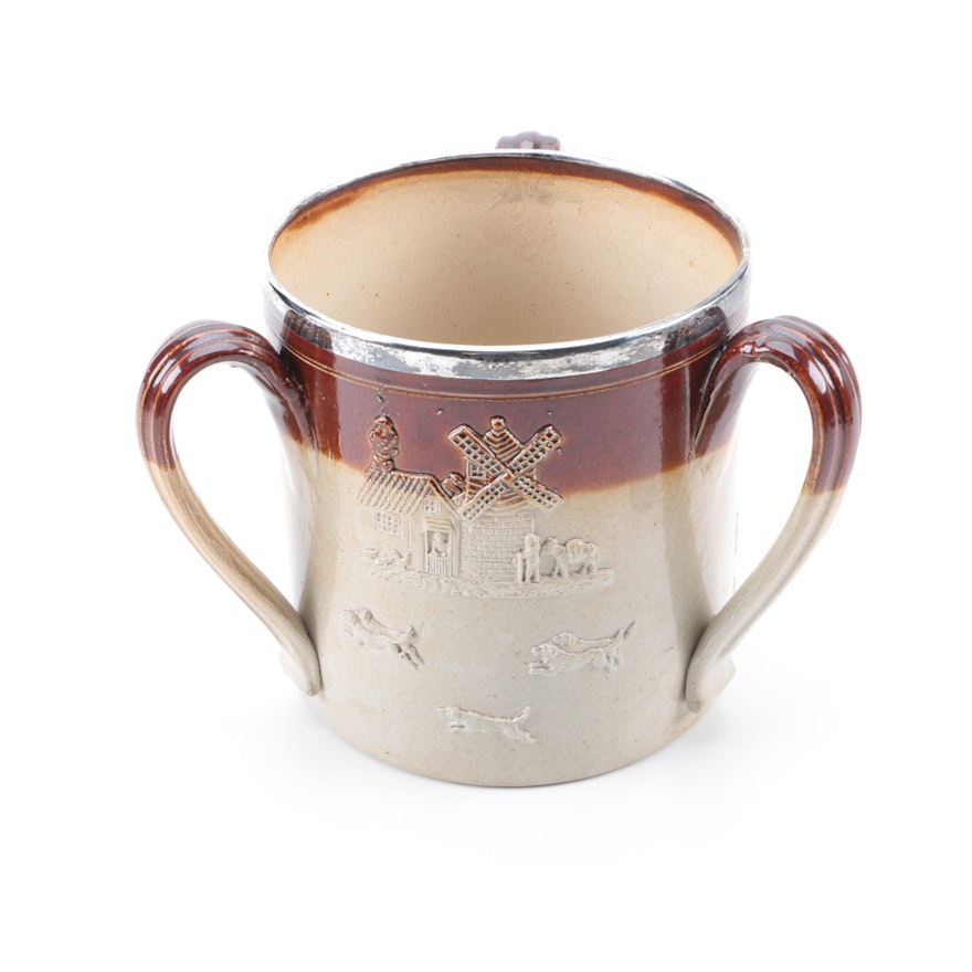 Royal Doulton Loving Cup with Sterling Silver Rim