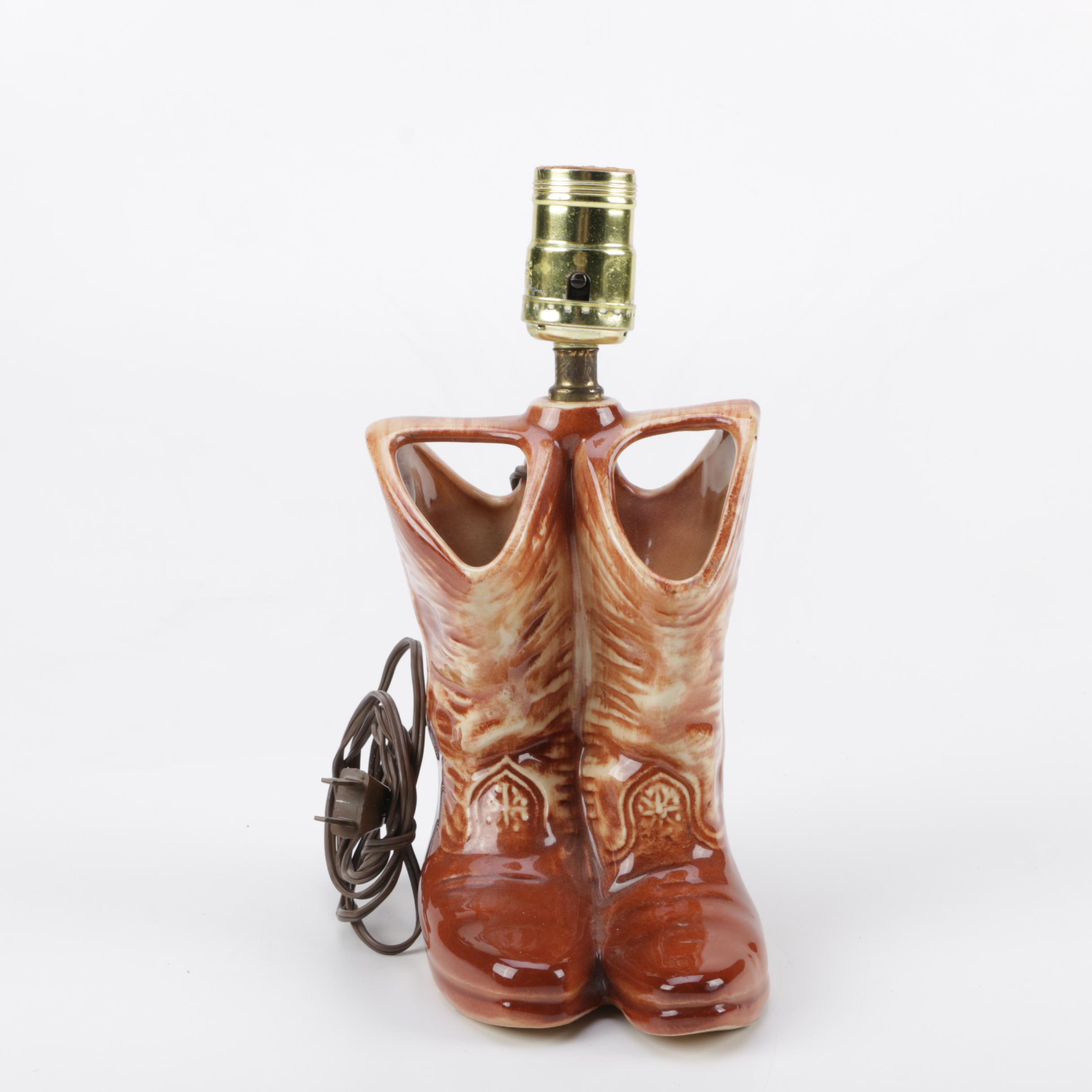 Vintage McCoy Ceramic Boots Table Lamp
