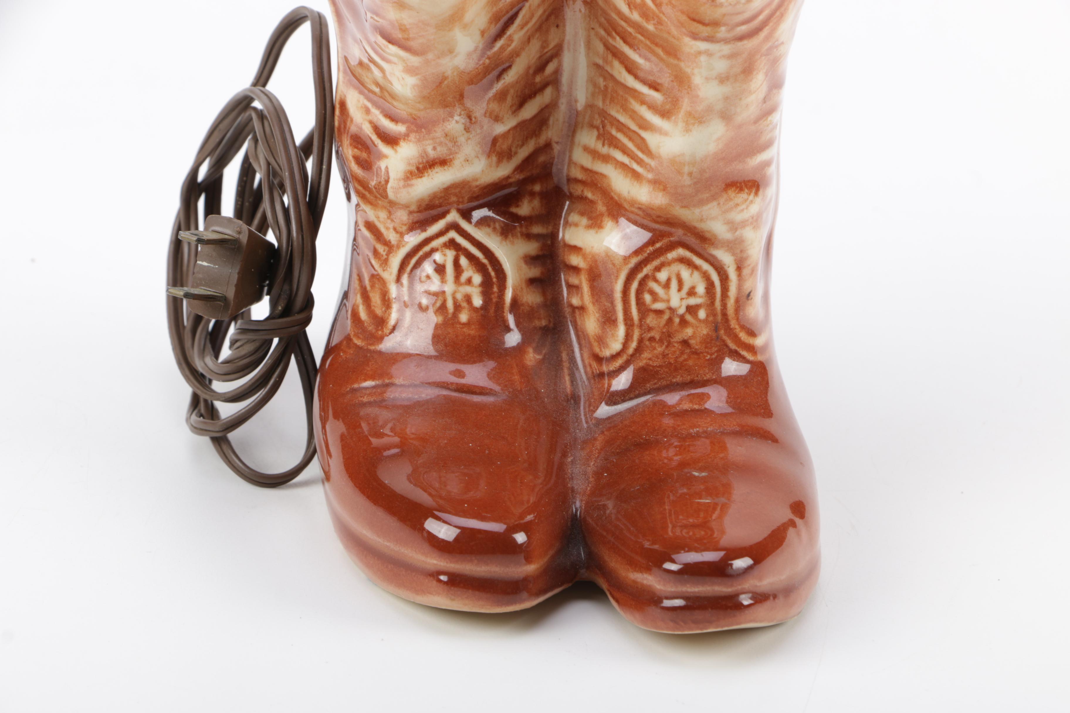 Vintage McCoy Ceramic Boots Table Lamp