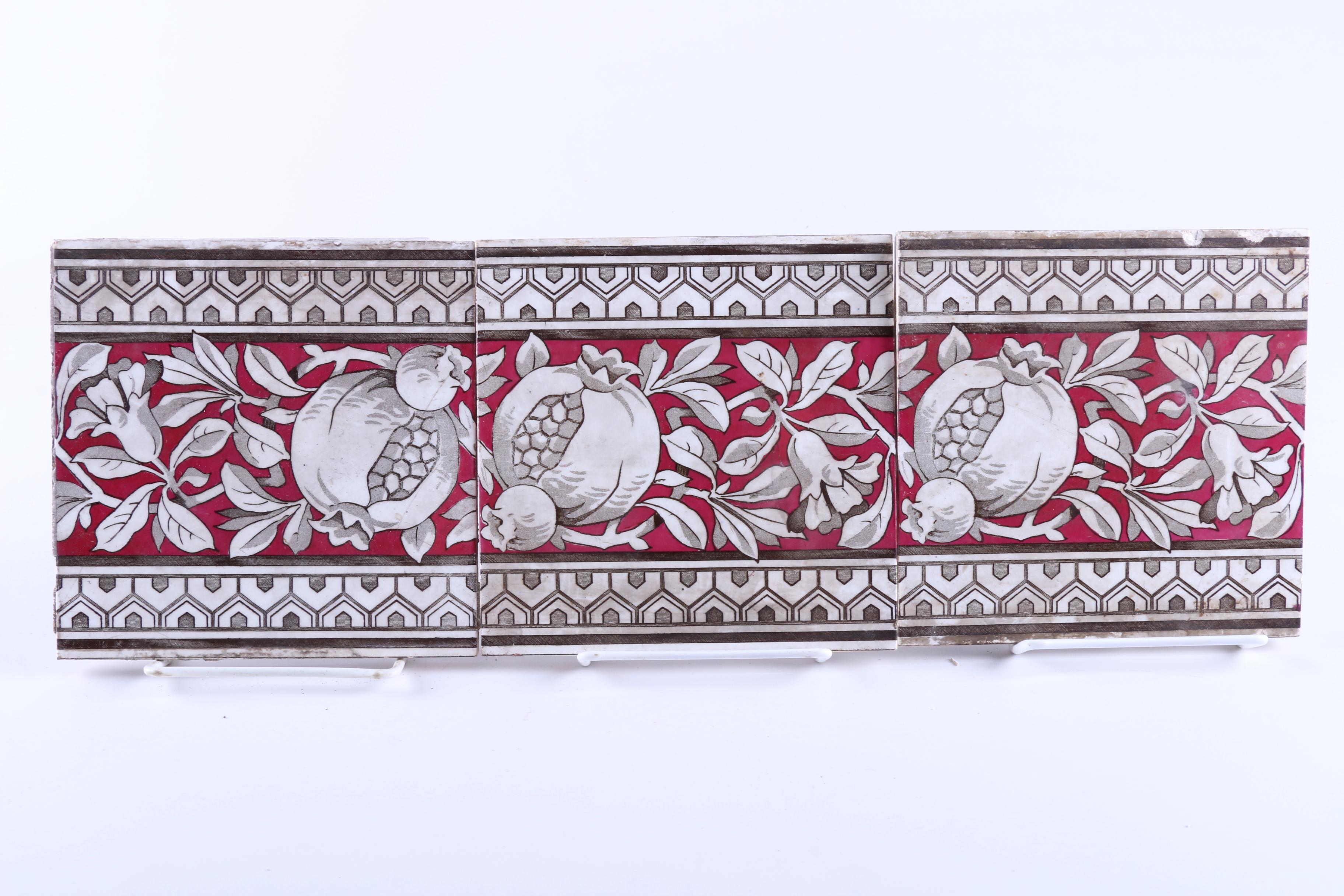 Antique Aesthetic Movement Ceramic Tiles including Minton "Le Morte d'Arthur"