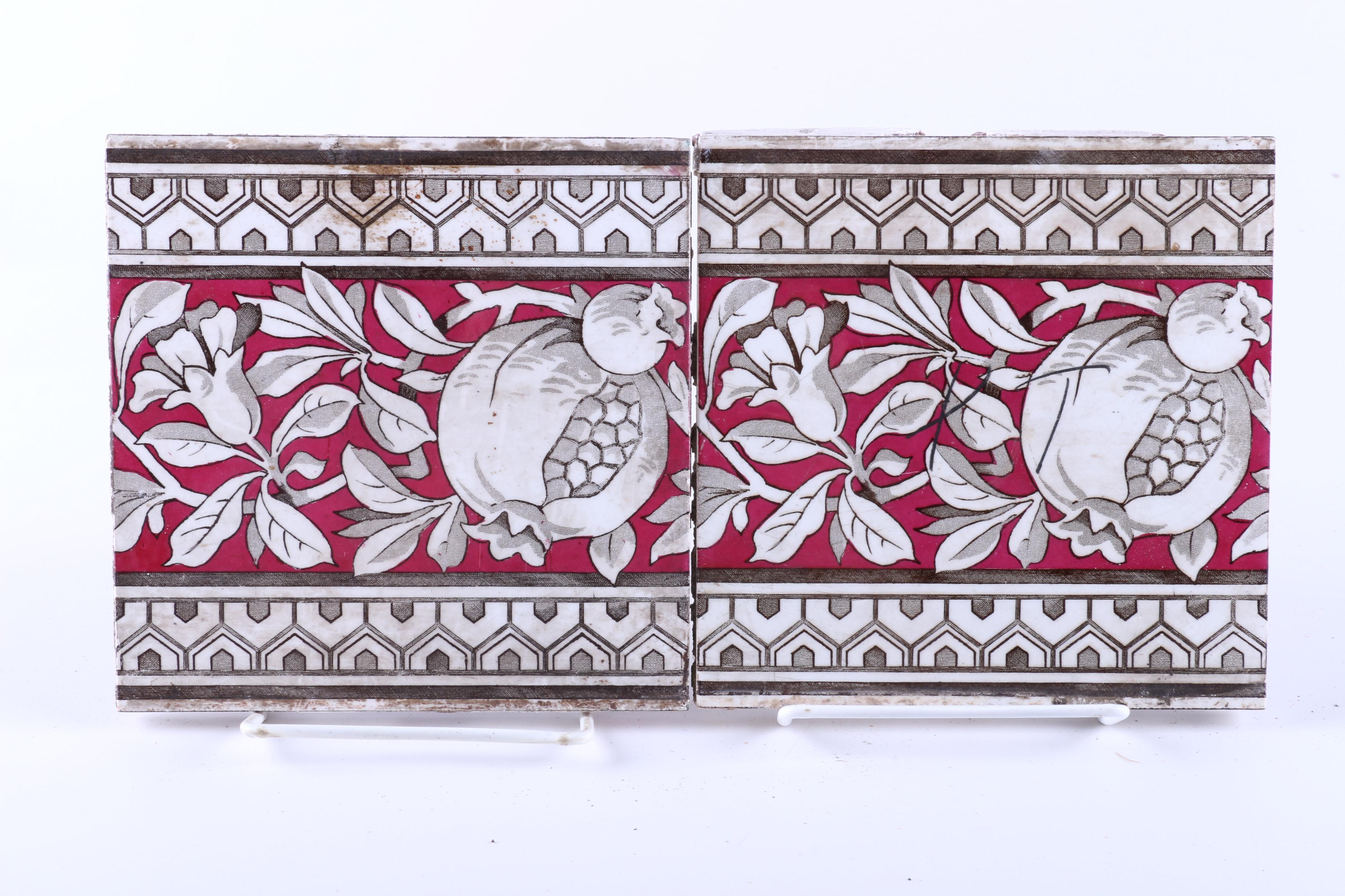 Antique Aesthetic Movement Ceramic Tiles including Minton "Le Morte d'Arthur"