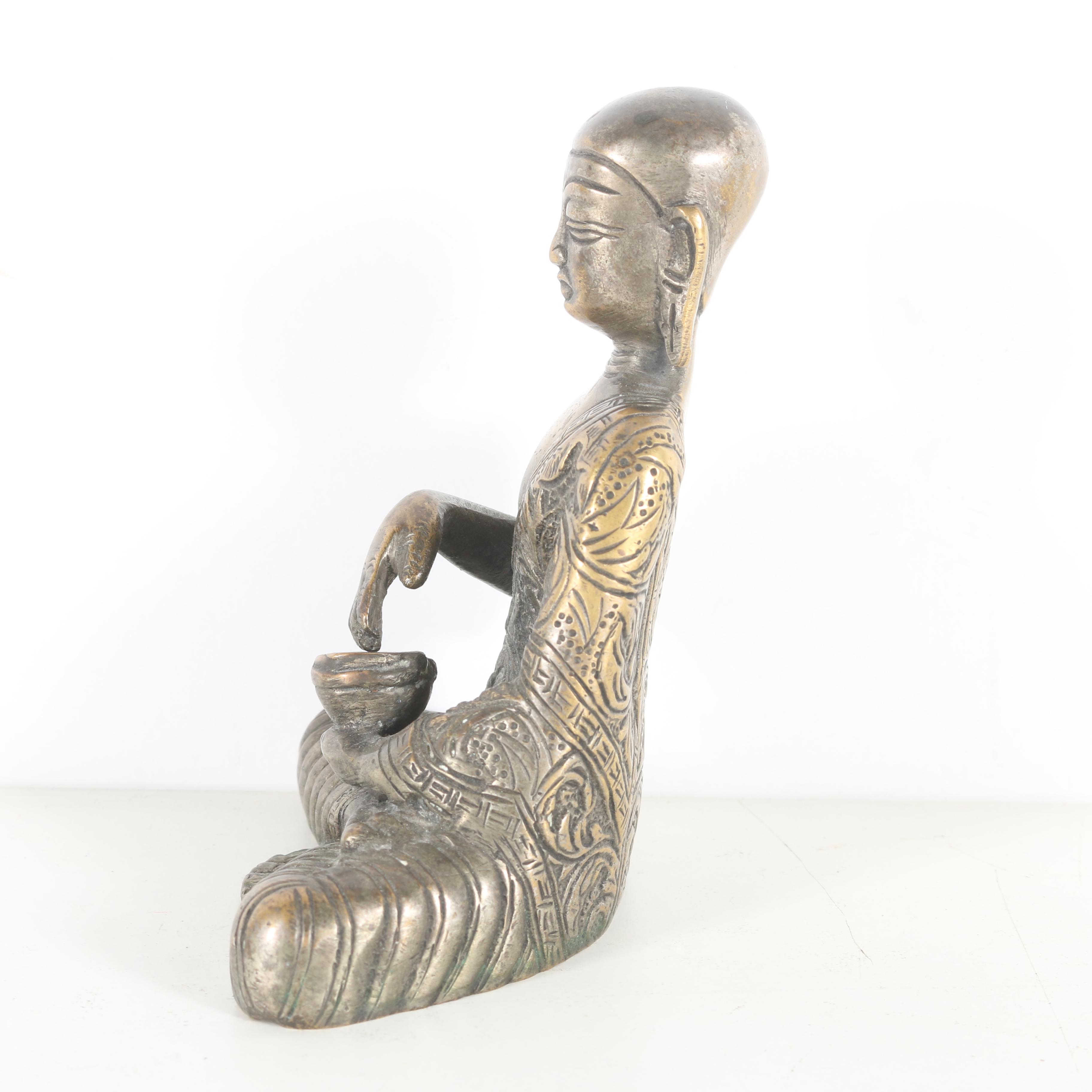 Tibetan Style Bronze-Tone Arhat Figurine