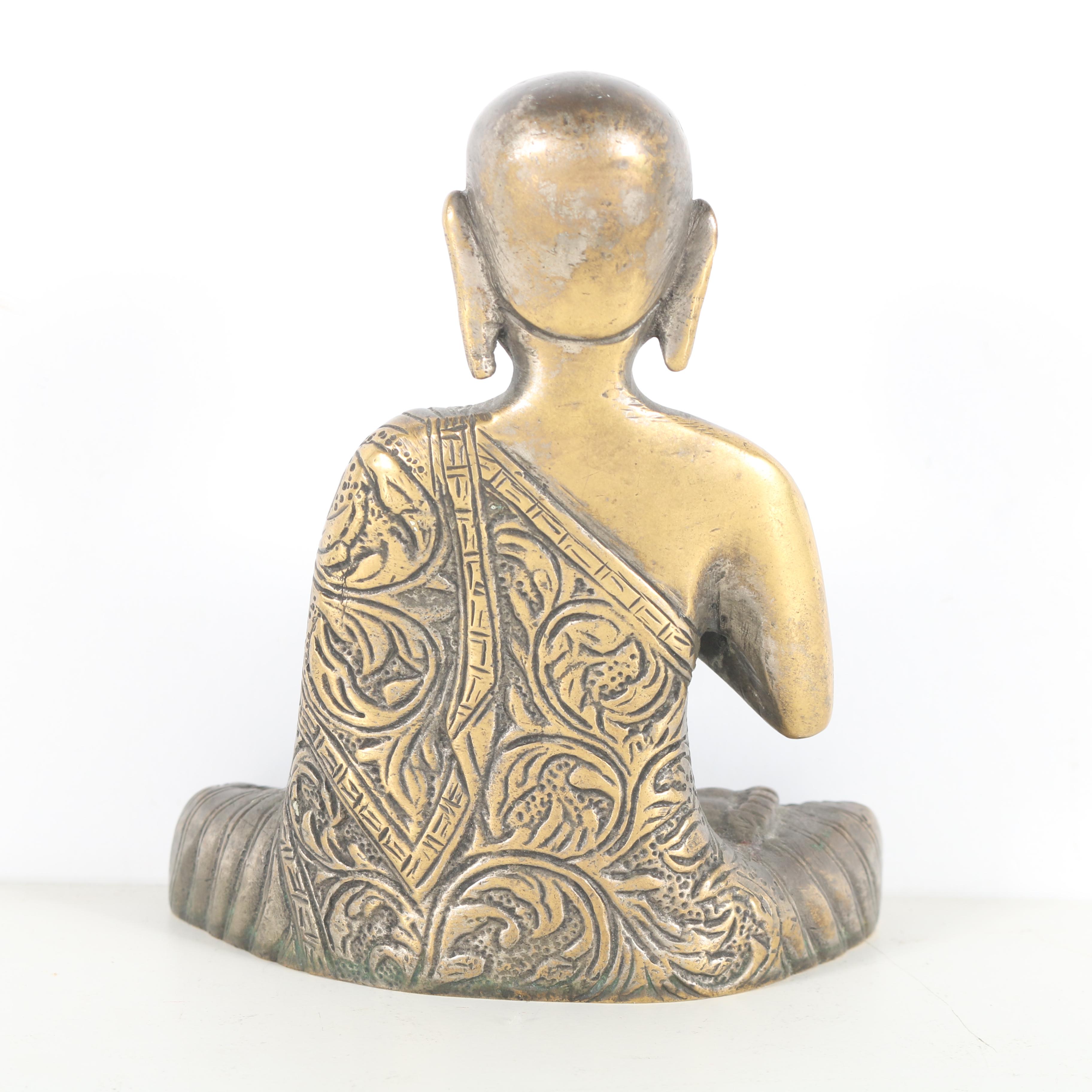 Tibetan Style Bronze-Tone Arhat Figurine