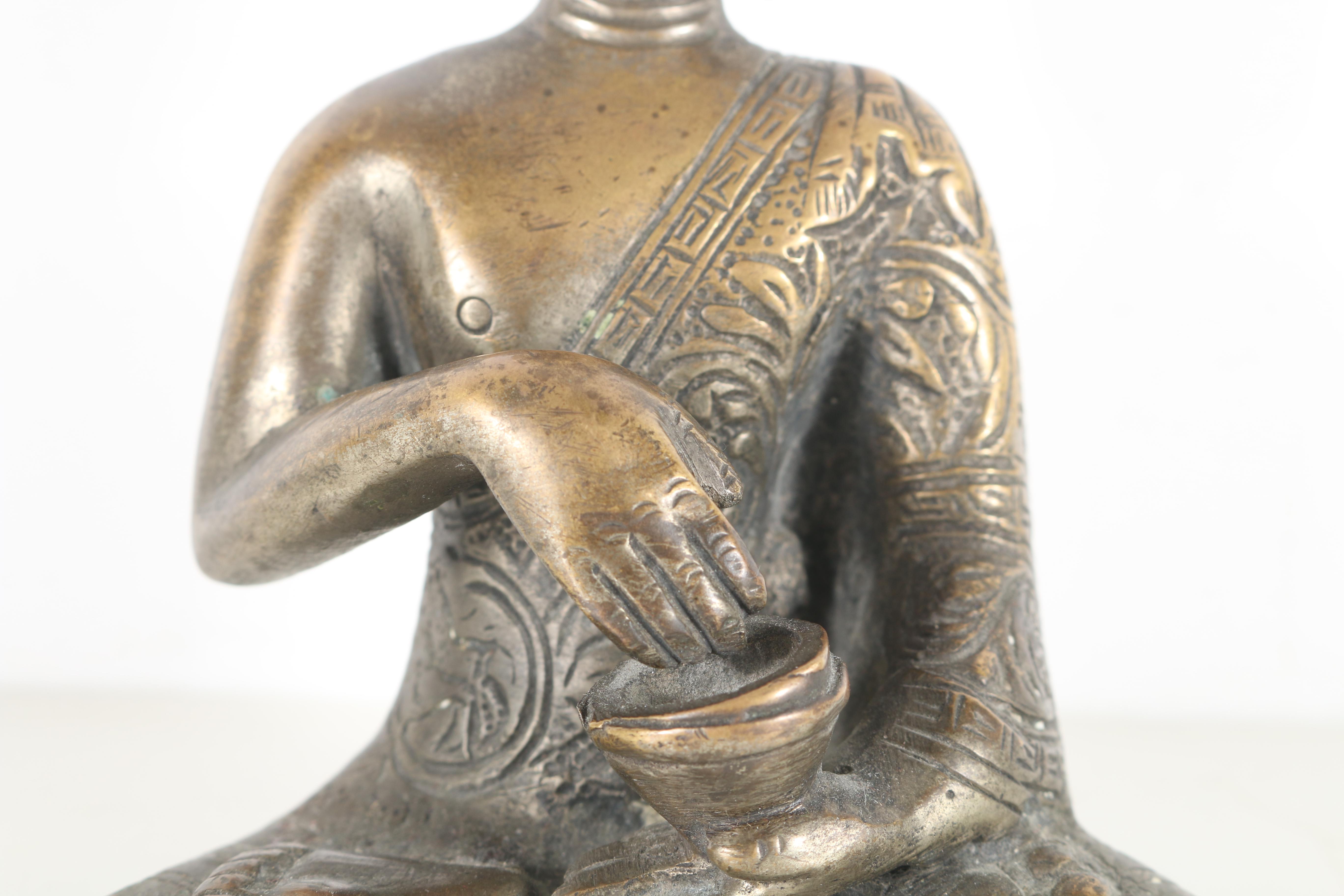 Tibetan Style Bronze-Tone Arhat Figurine
