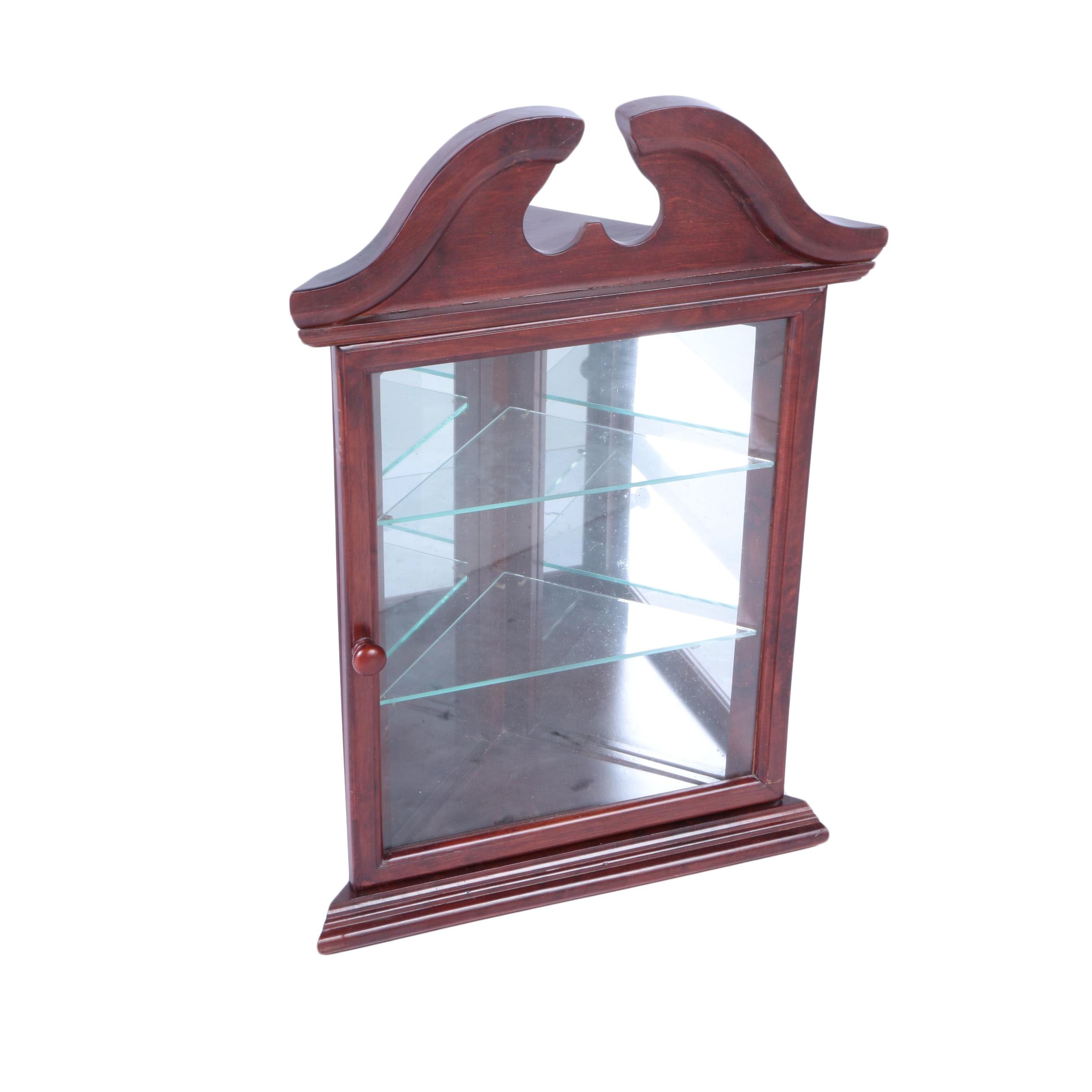 Federal Style Cherry Wall Mounted Corner Curio Cabinet