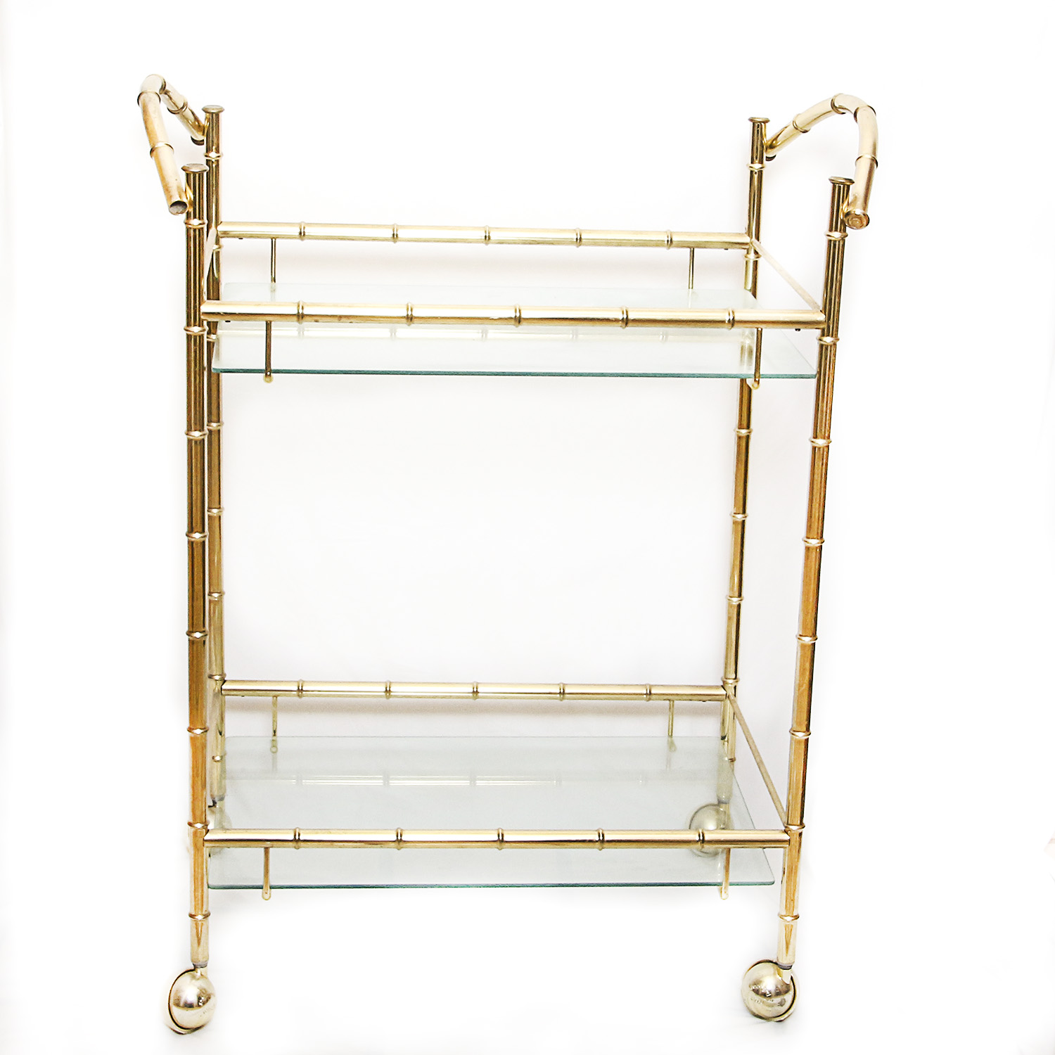 Brass Bamboo Style Bar Cart