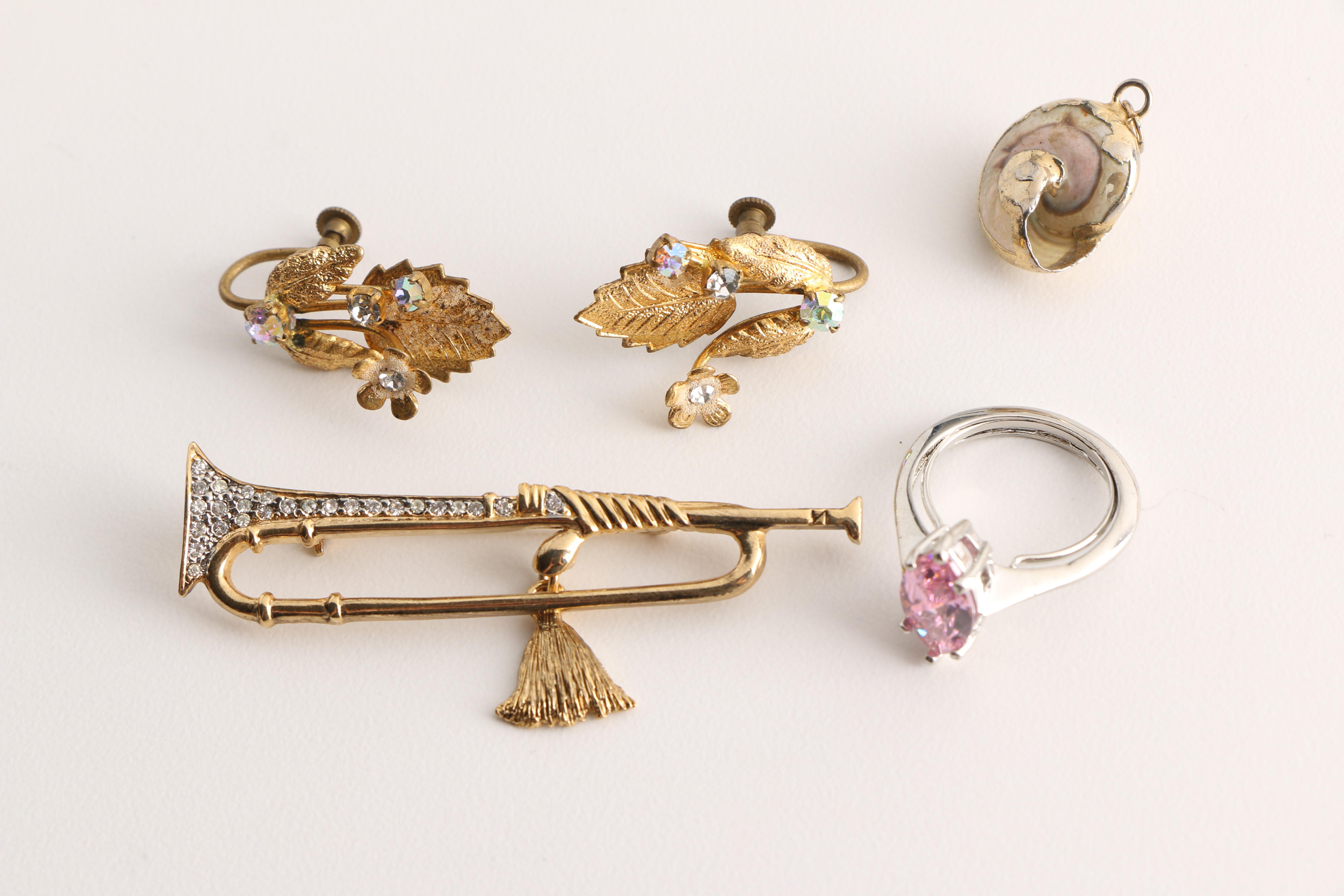 Assorted Costume Jewelry Including Chinese Lacquer and Red Jasper