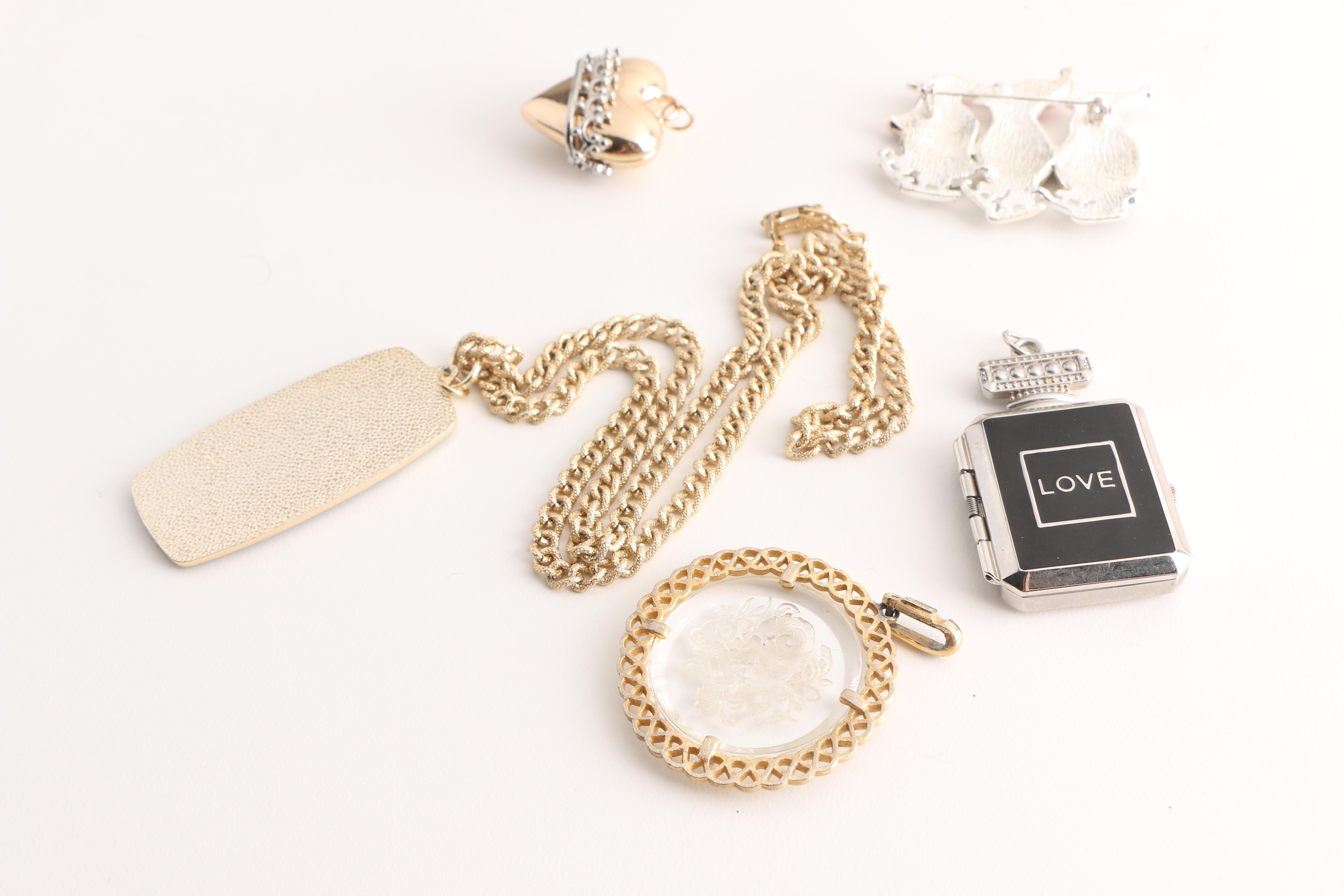 Assorted Costume Jewelry Including Chinese Lacquer and Red Jasper