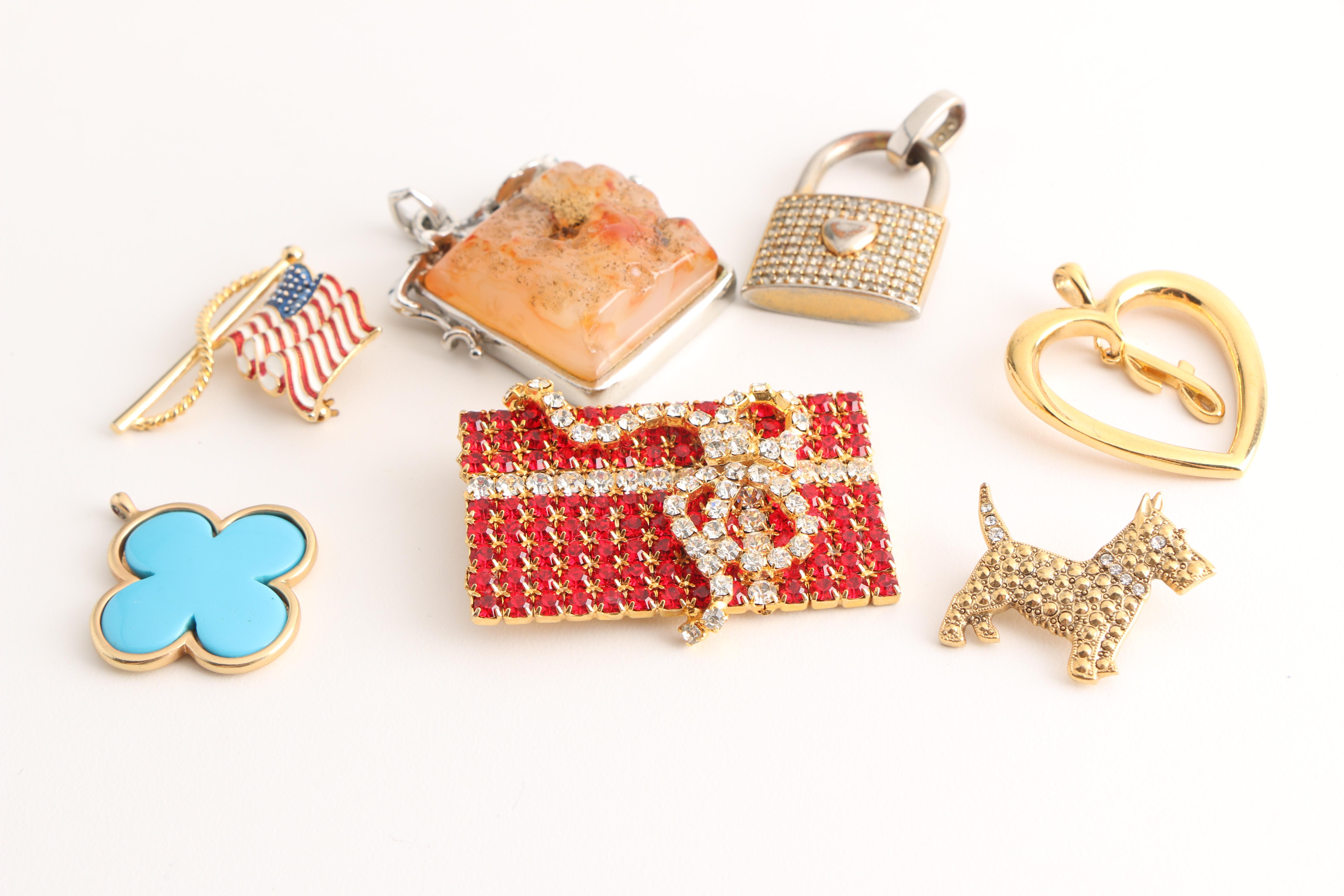 Assorted Costume Jewelry Including Chinese Lacquer and Red Jasper