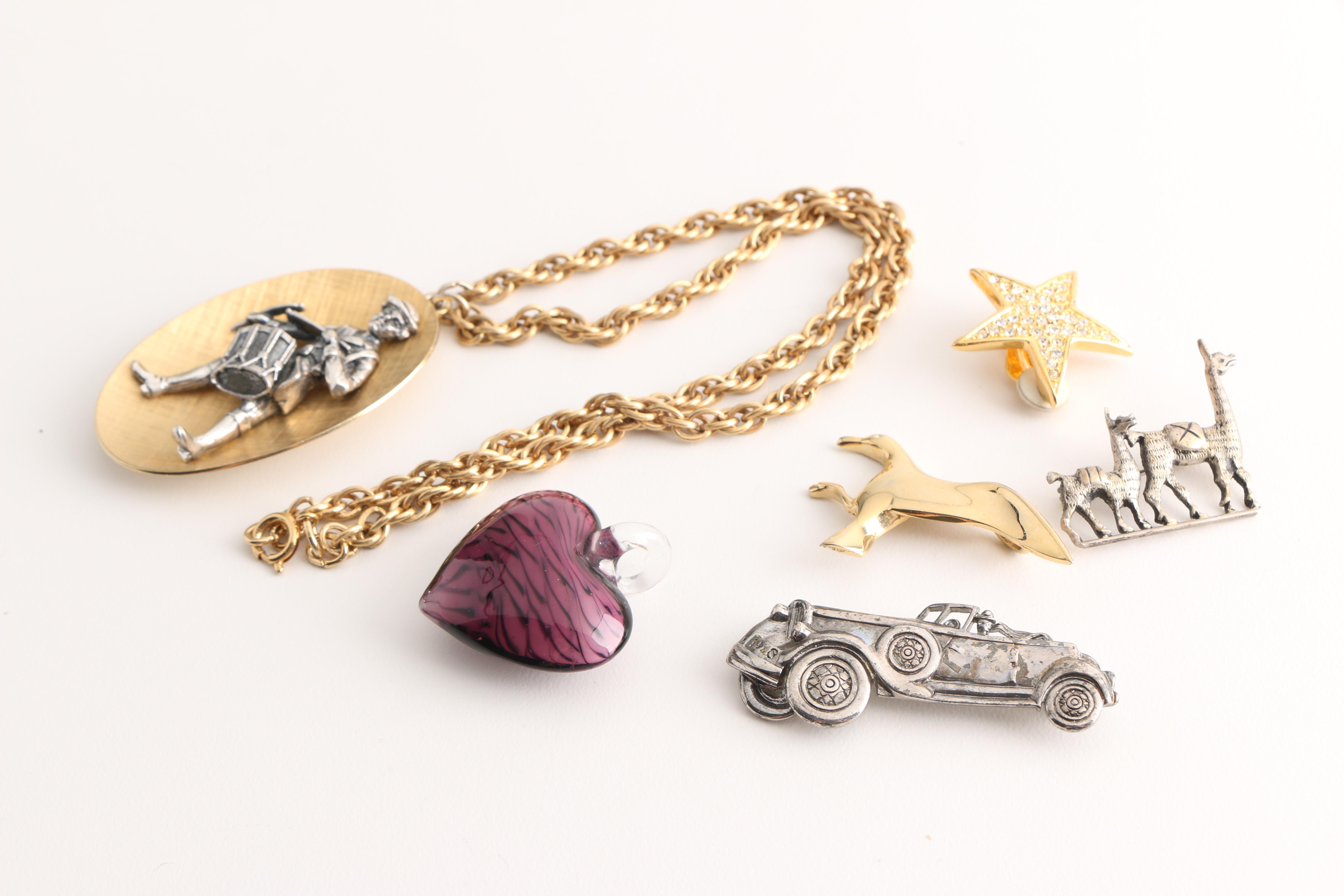 Assorted Costume Jewelry Including Chinese Lacquer and Red Jasper