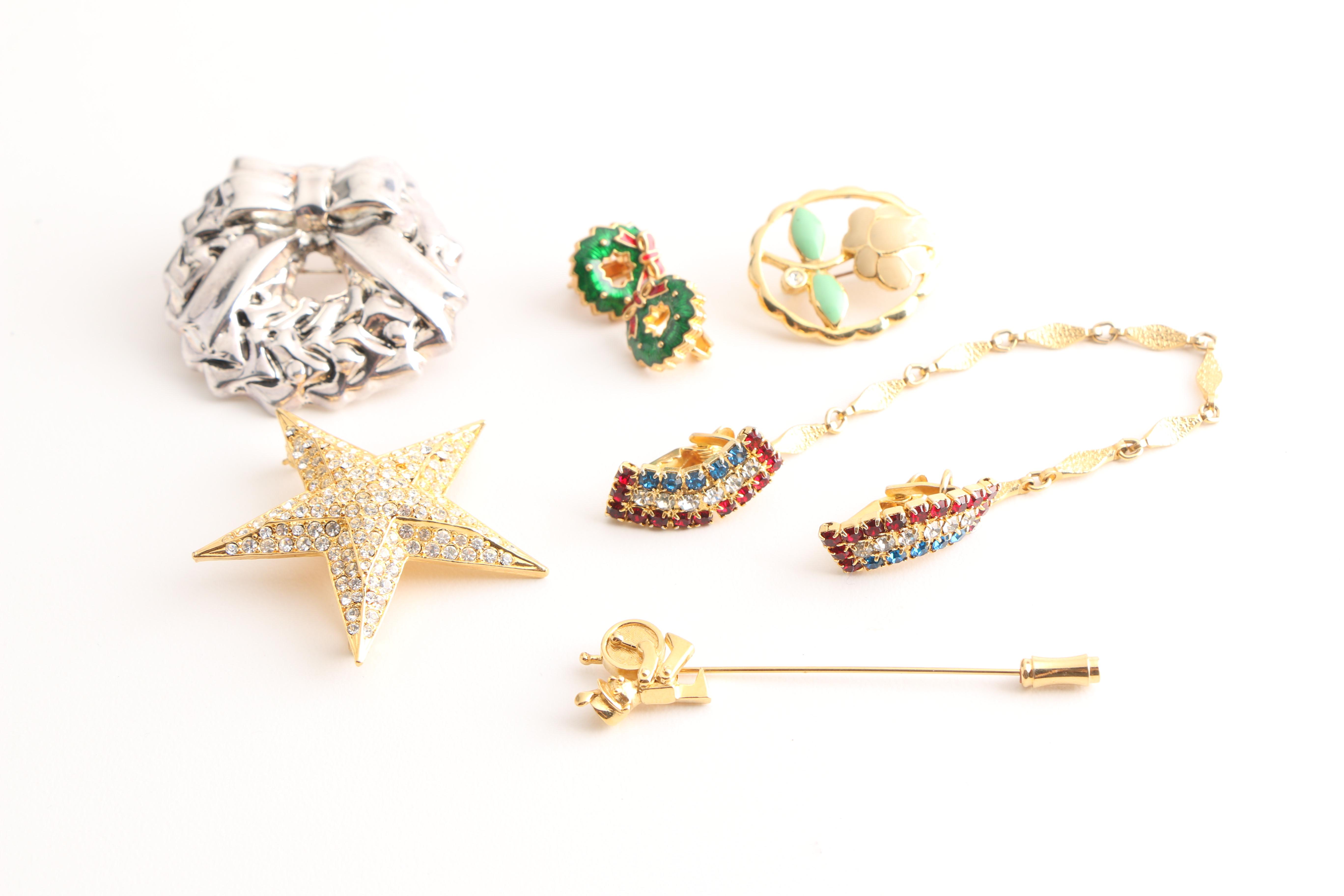 Assorted Costume Jewelry Including Chinese Lacquer and Red Jasper