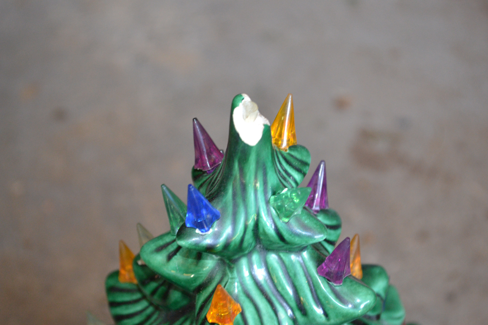 Vintage Lighted Green Ceramic Christmas Tree