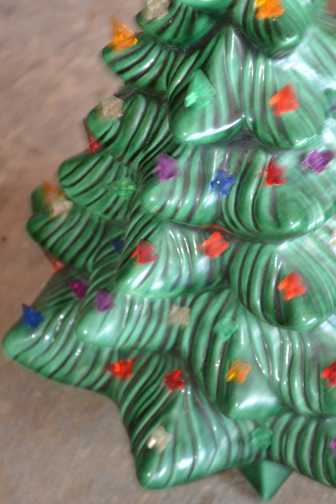 Vintage Lighted Green Ceramic Christmas Tree