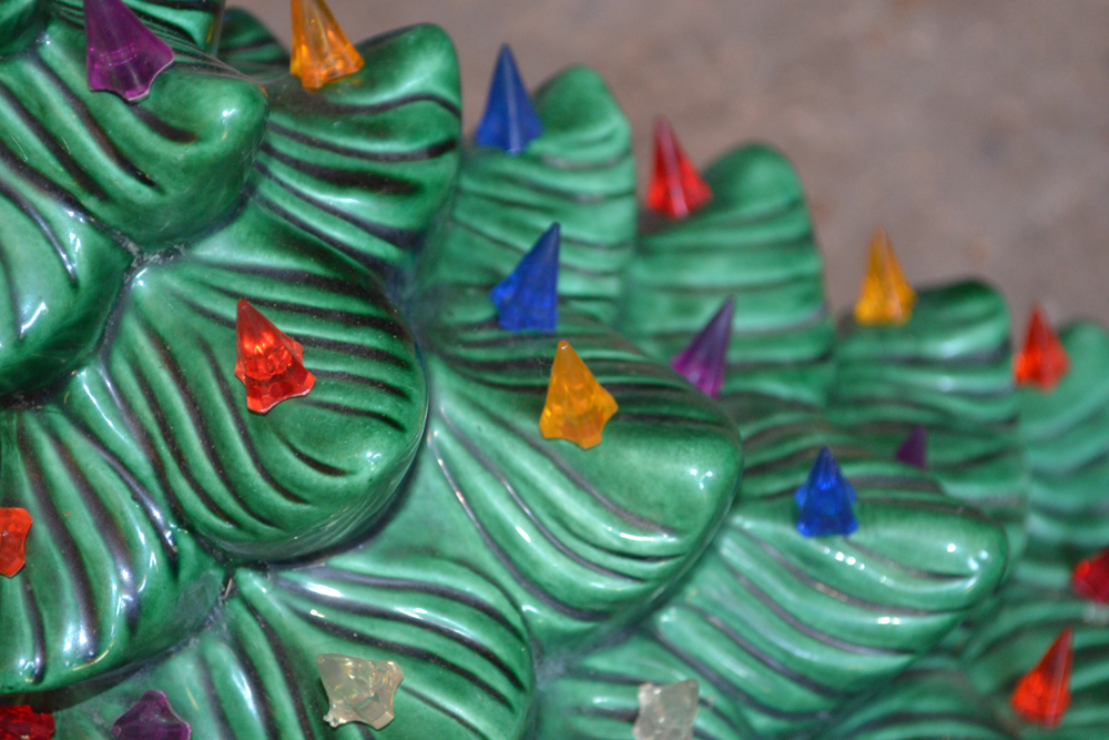 Vintage Lighted Green Ceramic Christmas Tree