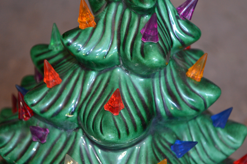 Vintage Lighted Green Ceramic Christmas Tree