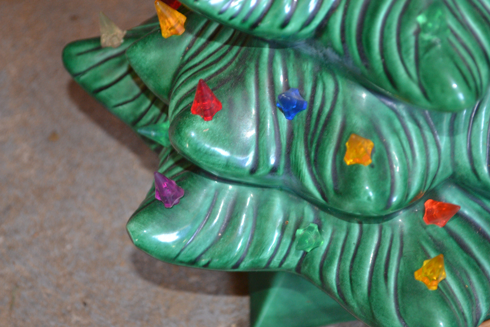 Vintage Lighted Green Ceramic Christmas Tree